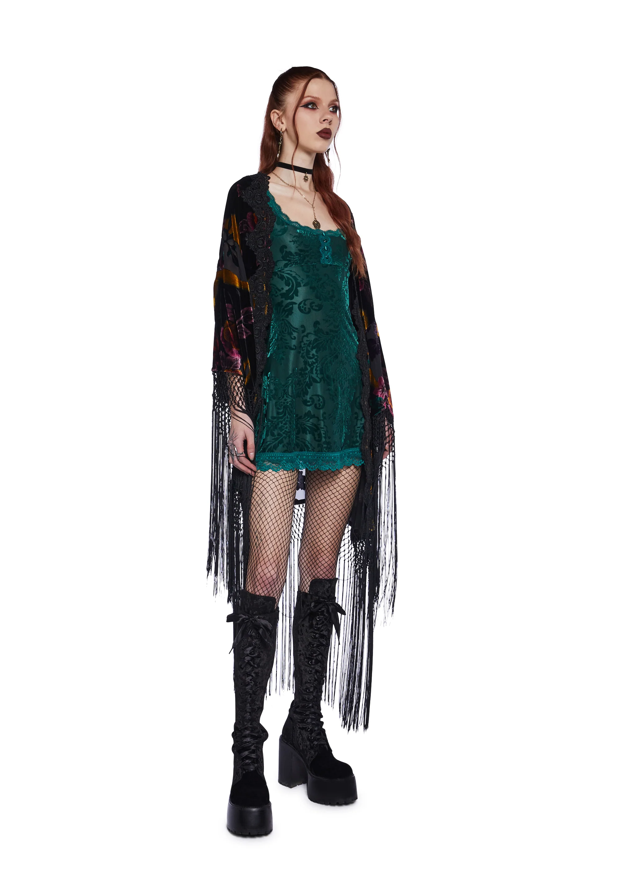 Practical Magic Velvet Dress - Dark Green - Image 2