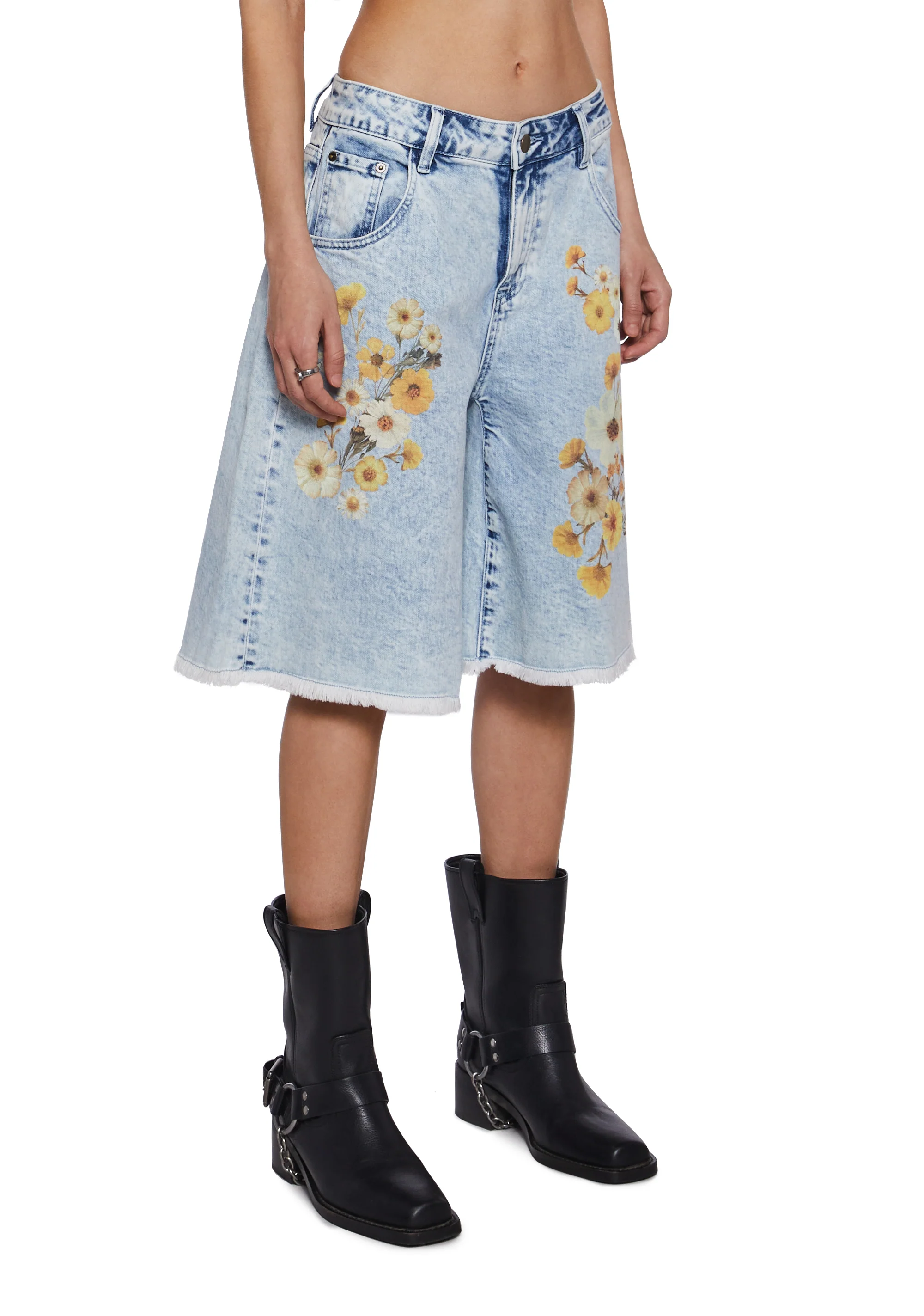 Pressed Flowers Denim Shorts - Image 3