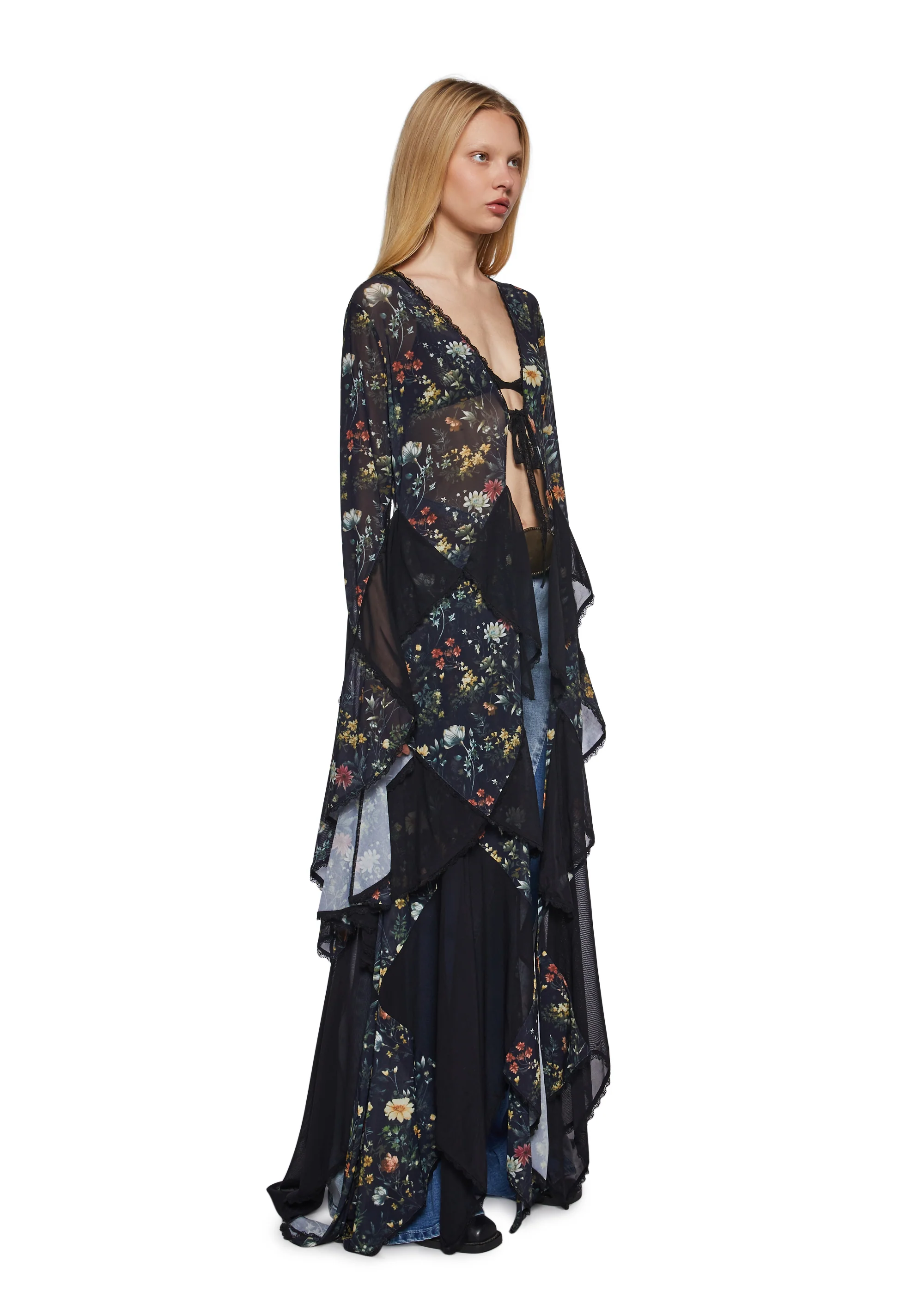 Bohemian Woman Floral Duster - Image 3
