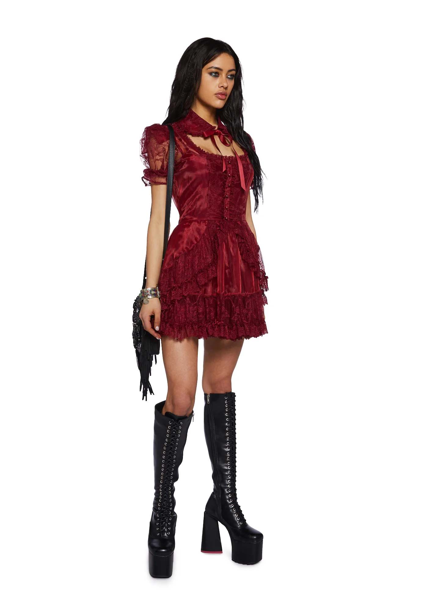 Pretty Imperfect Mini Dress- Red - Image 2