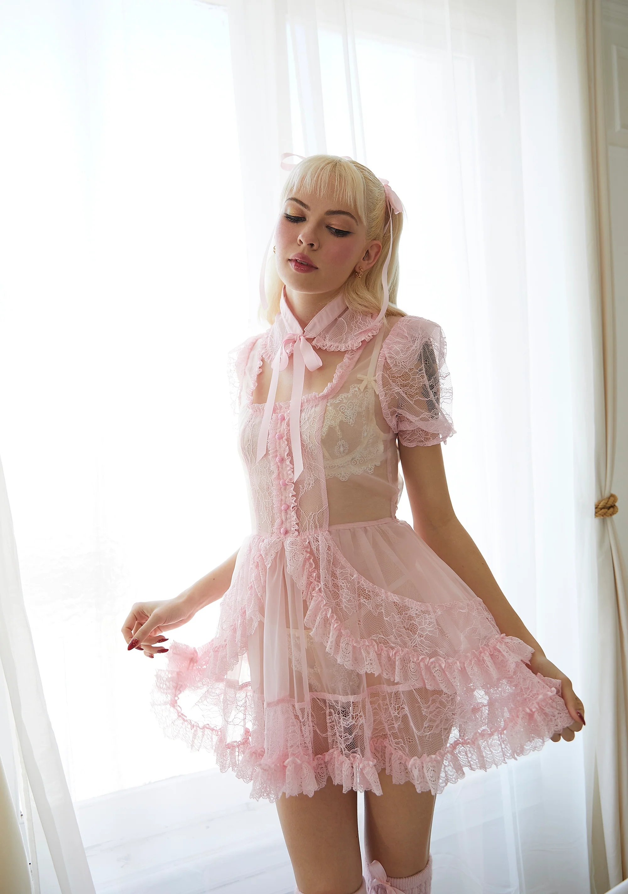 Pretty Imperfect Mini Dress- Pink - Image 7
