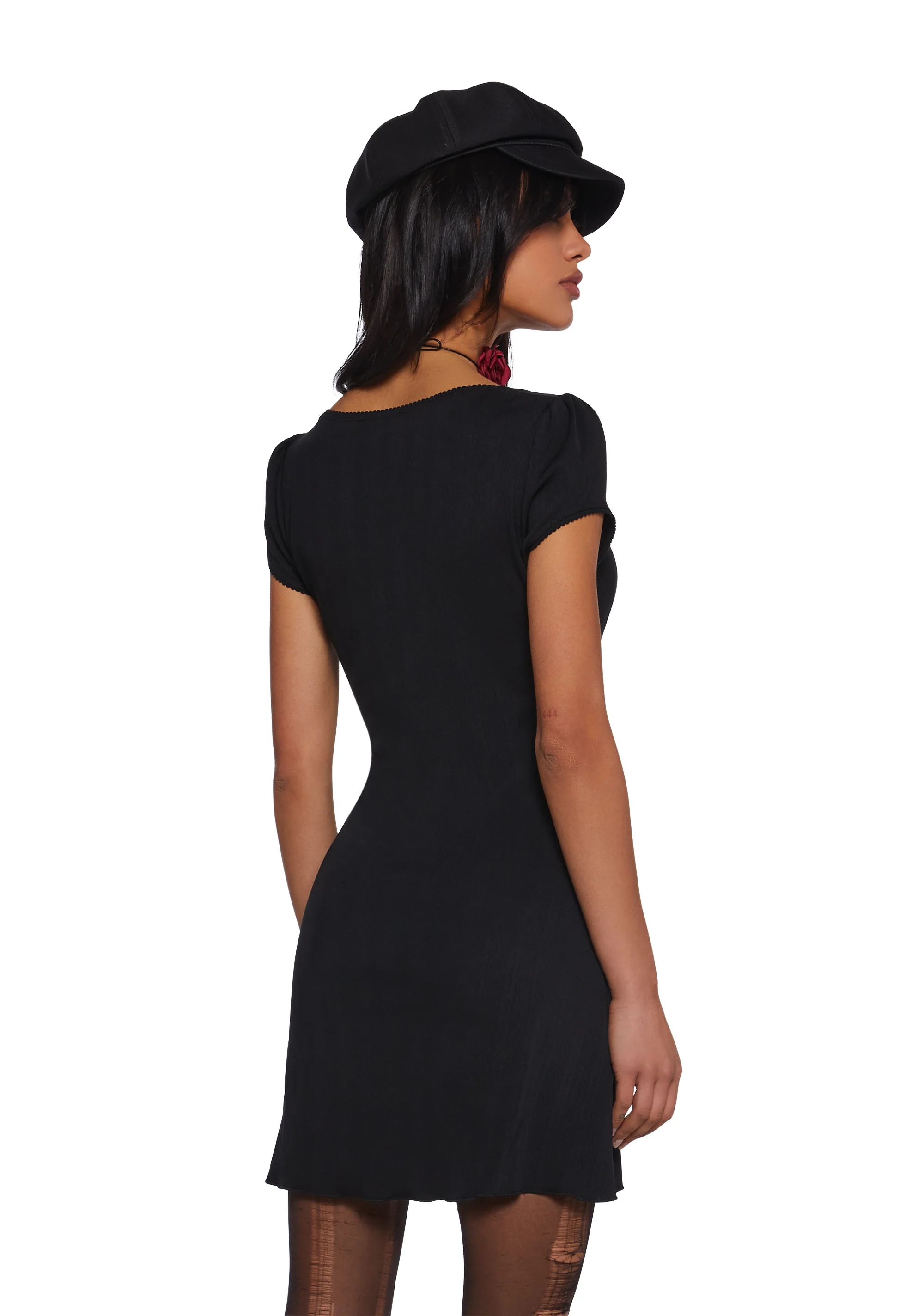 Pretty Lies Babydoll Dress - Black - Image 4