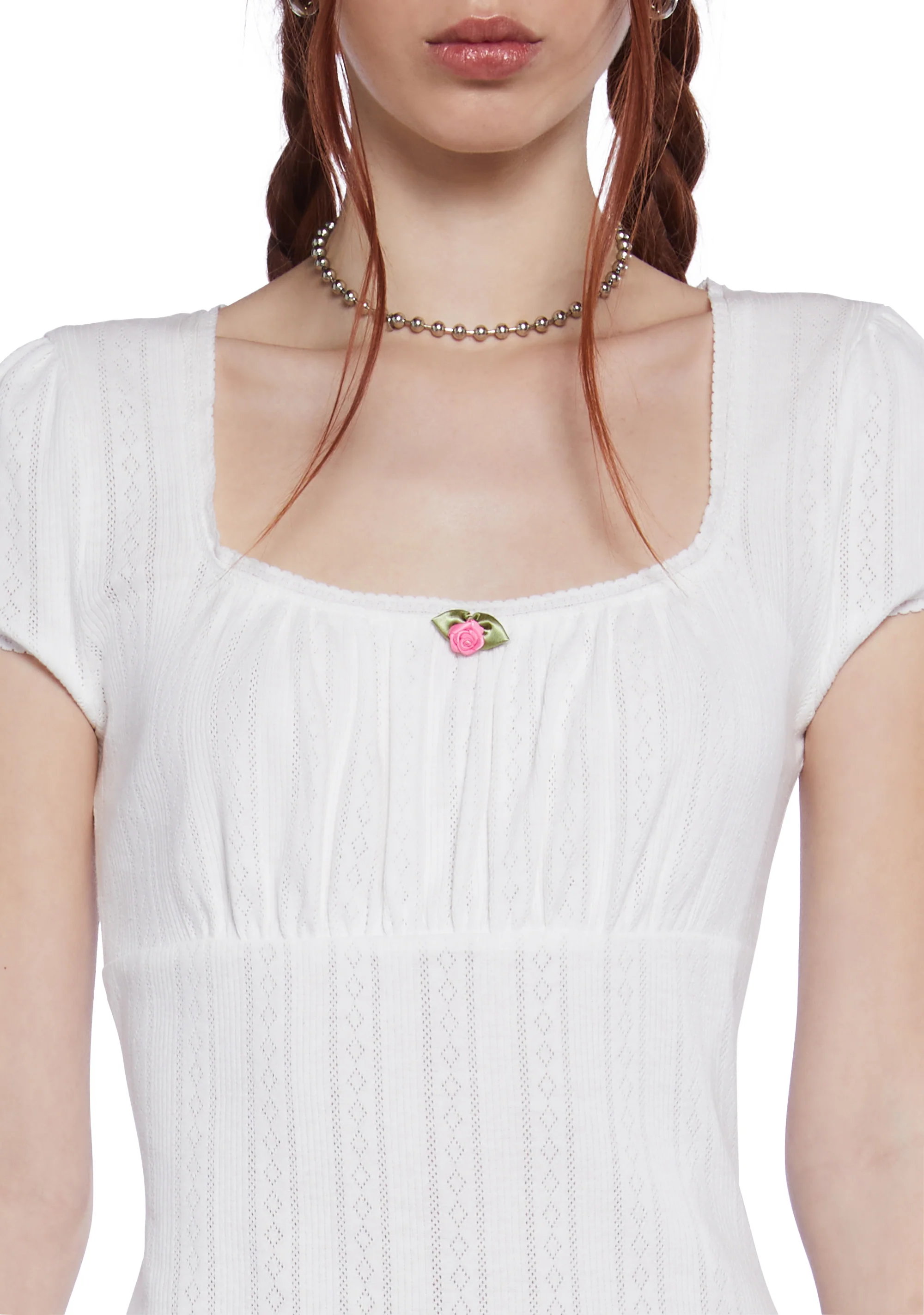 Pretty Lies Babydoll Dress - White - Image 4