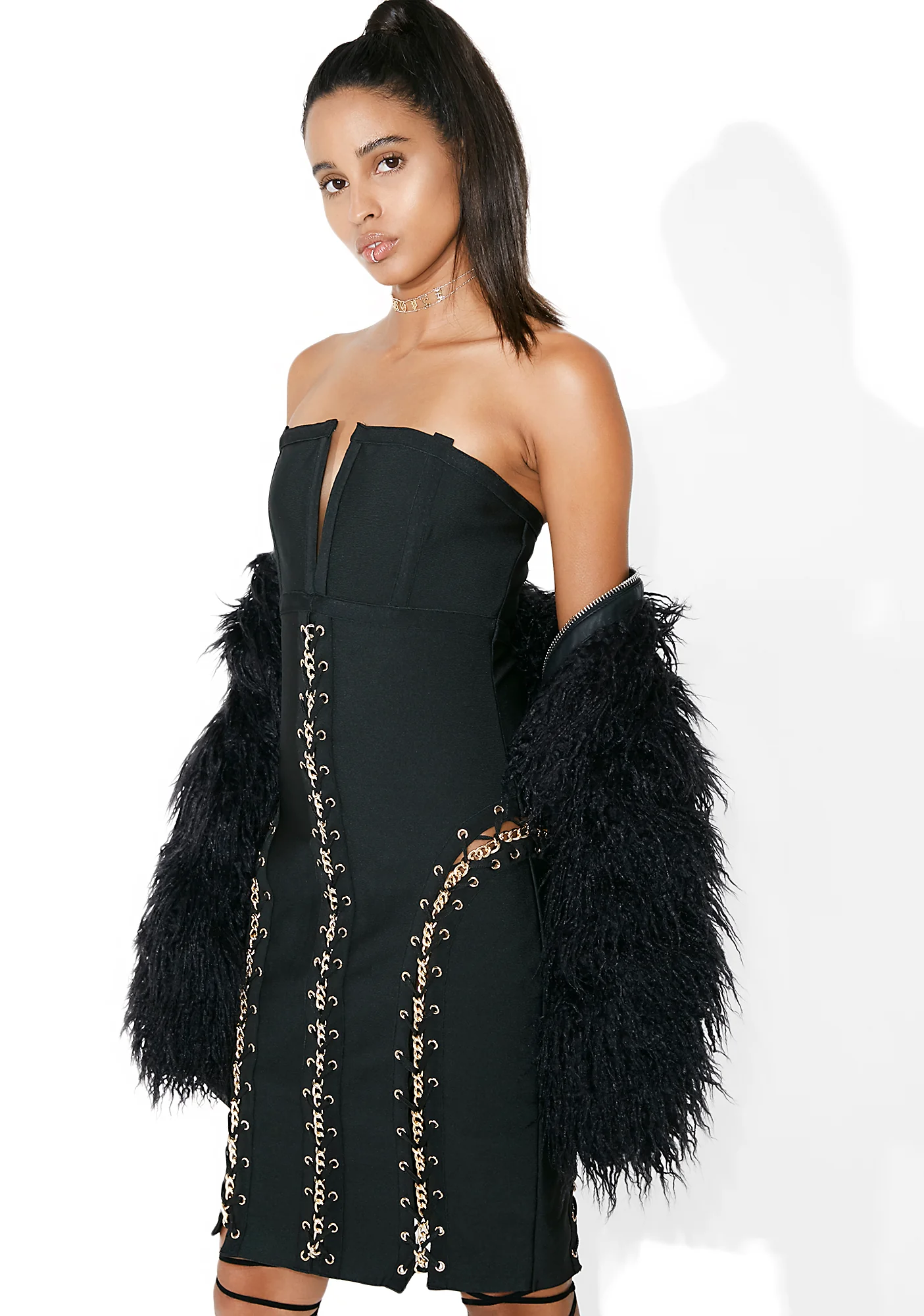 Prime Time Lace-Up Bodycon Dress - Image 2