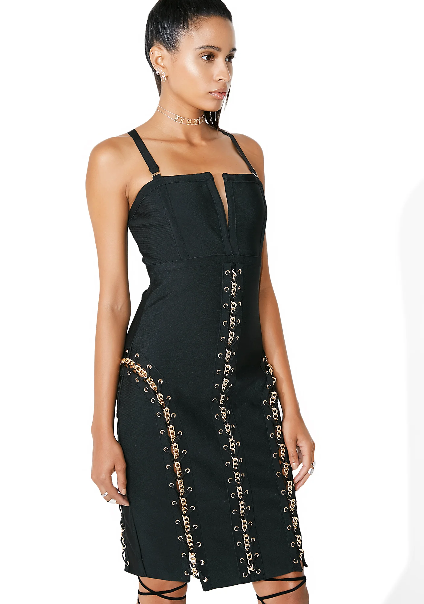 Prime Time Lace-Up Bodycon Dress - Image 3