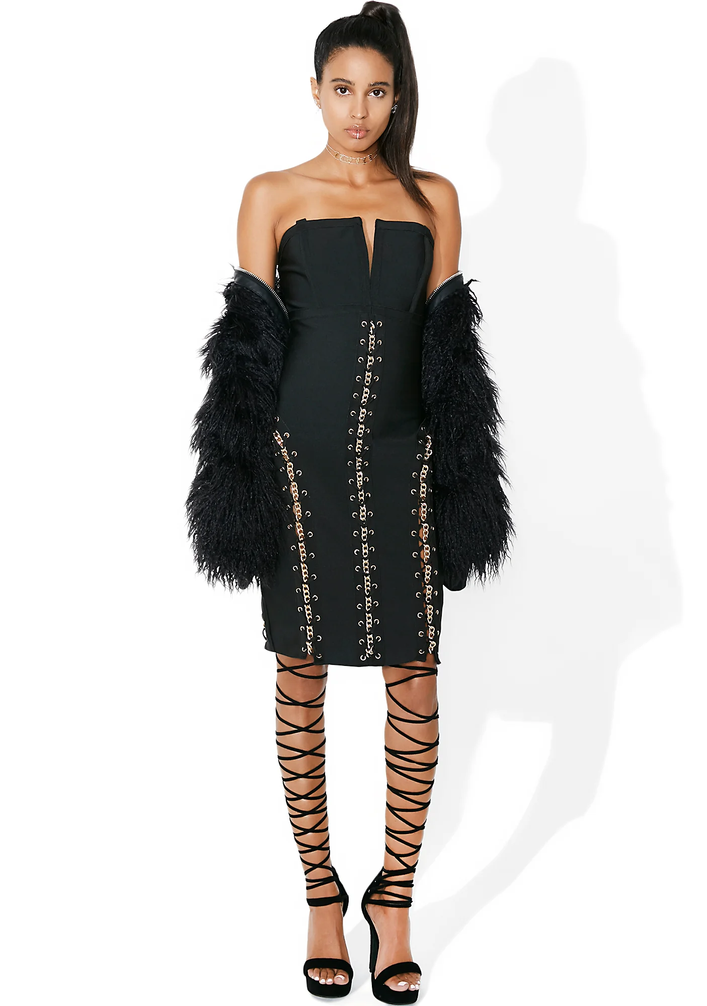 Prime Time Lace-Up Bodycon Dress - Image 5