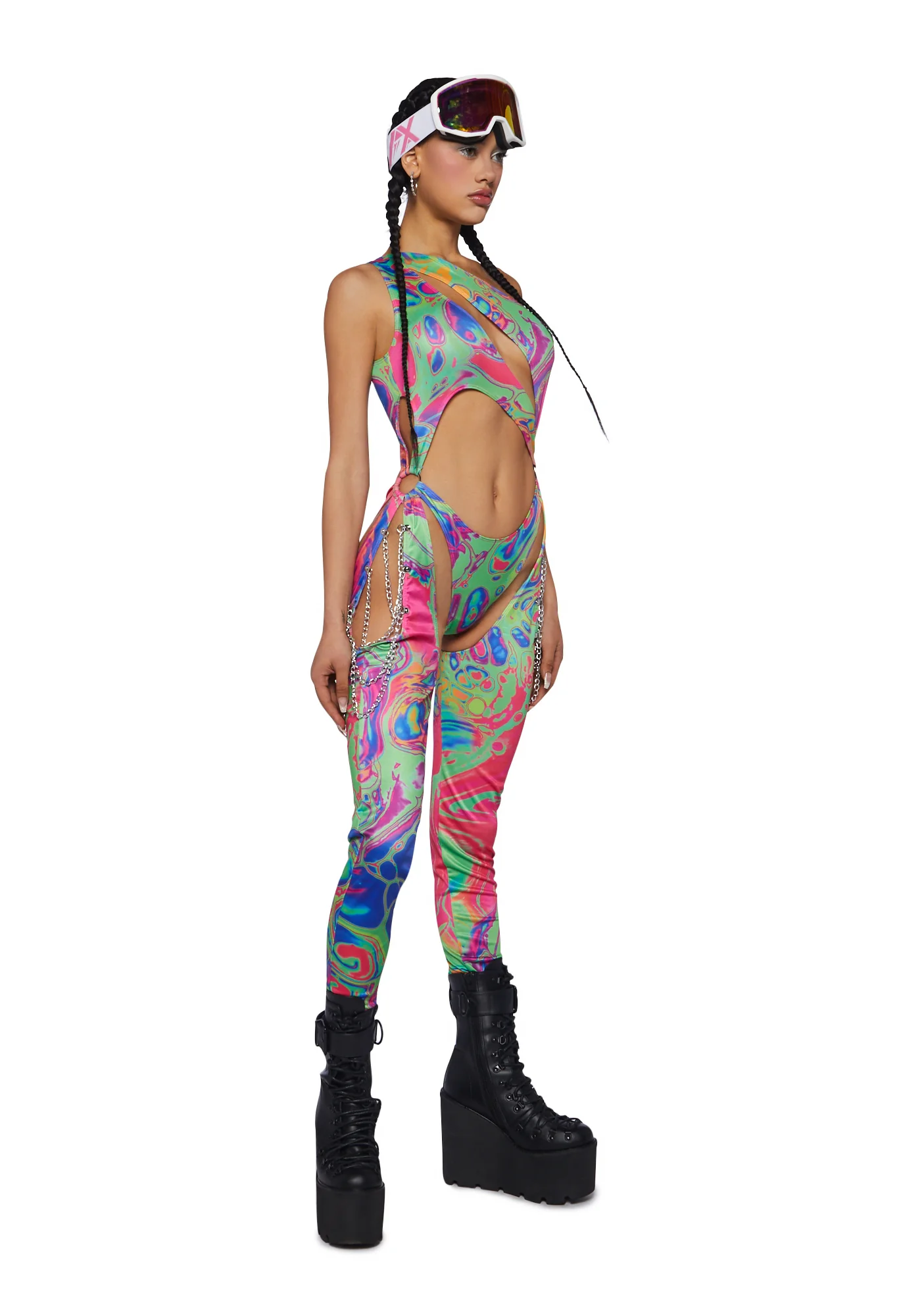 Prism Moonwalk Cut-Out Catsuit - Acid Amoeba - Image 5