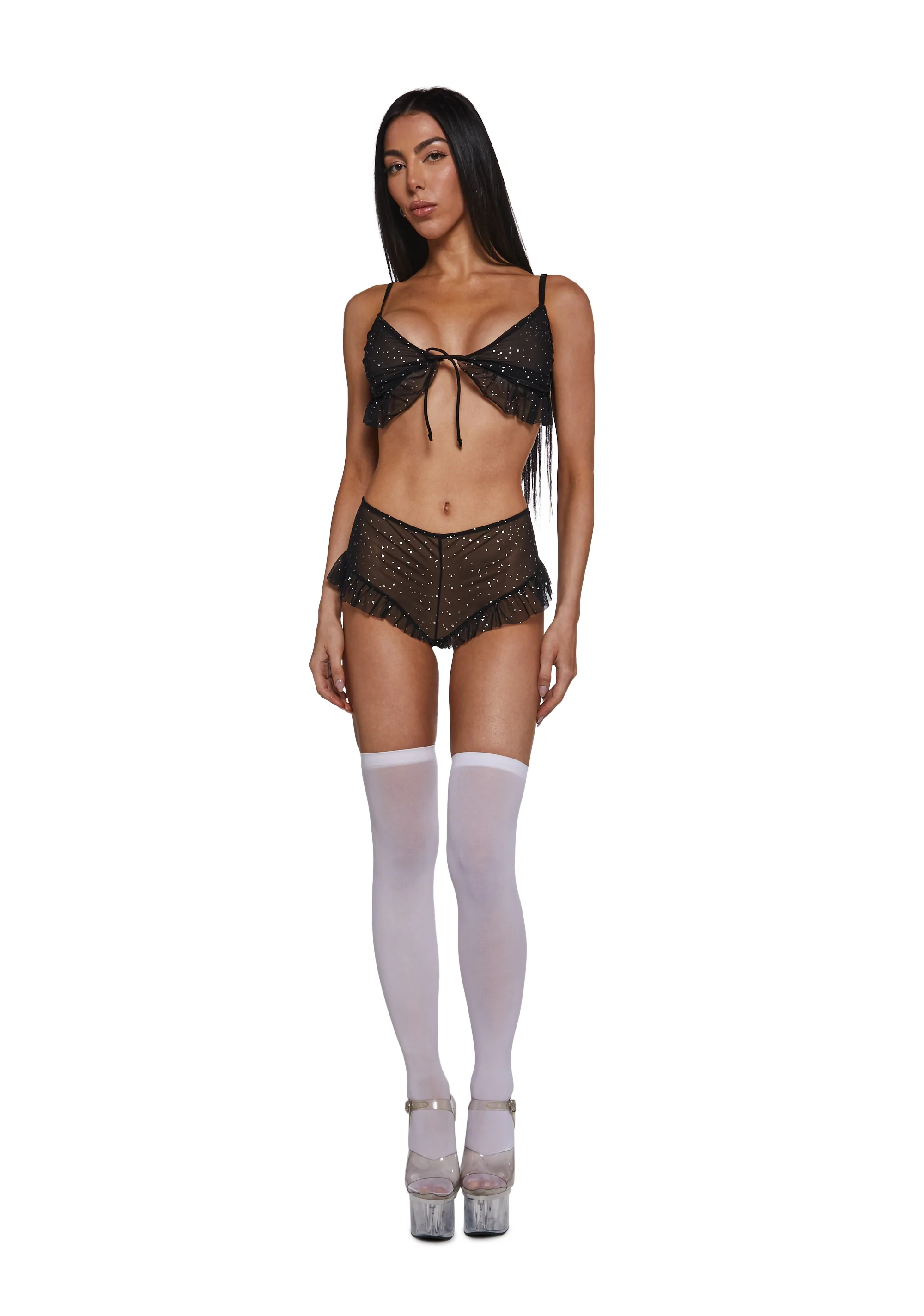 Private Party Foil Dot Mesh Bralette Set - Image 2