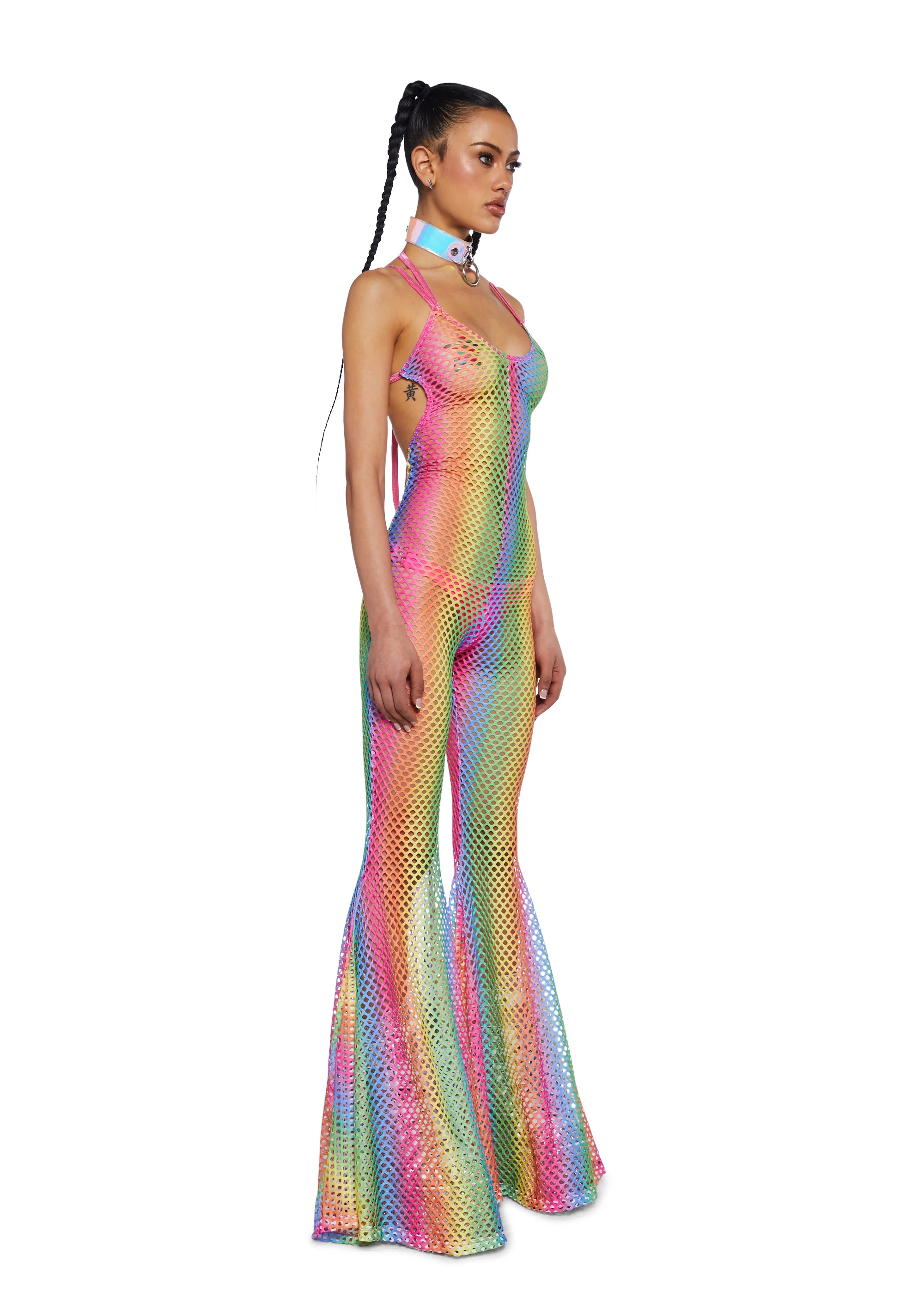 Wired Seduction Fishnet Jumpsuit - Rainbow - Image 3