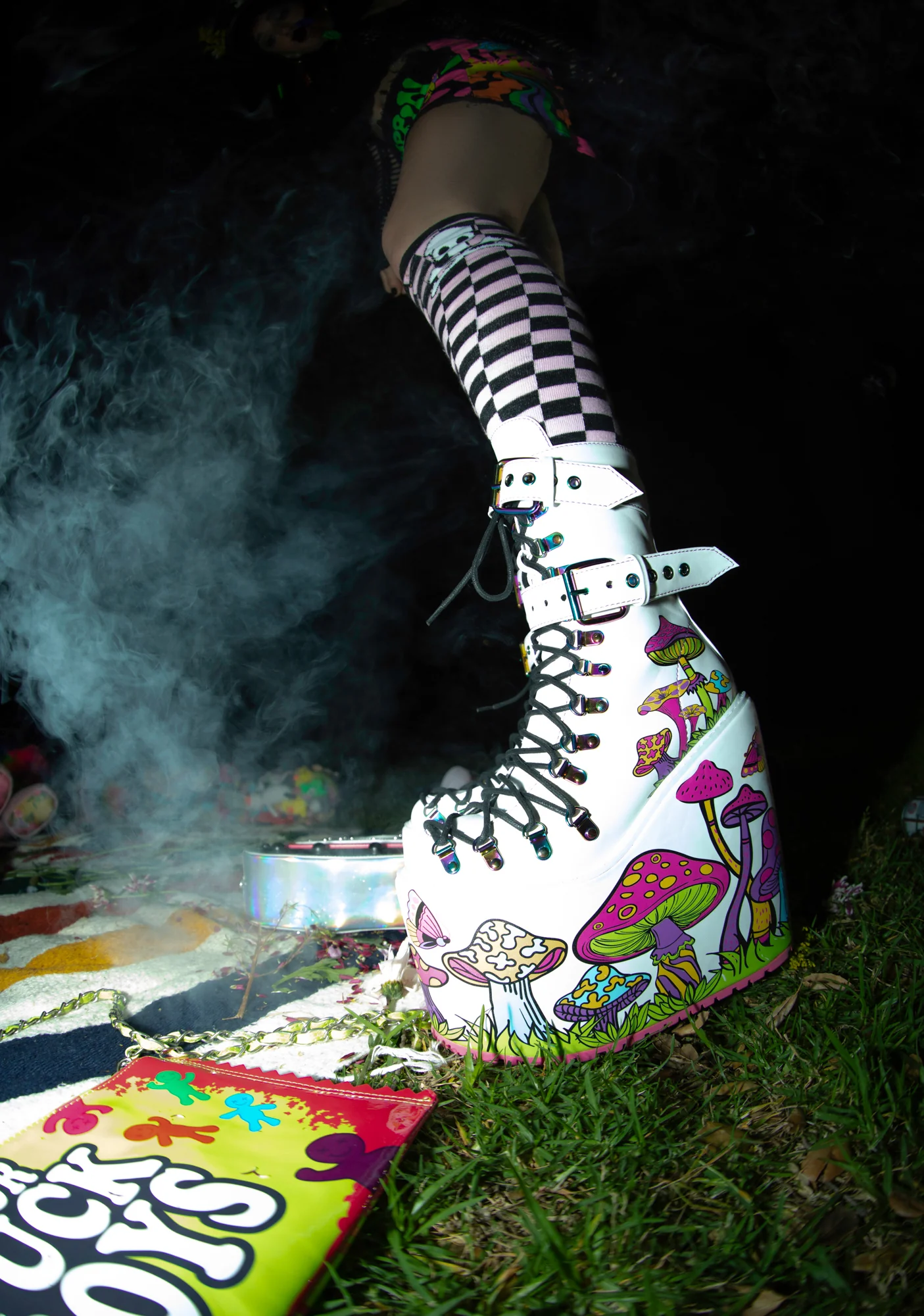 Psychedelic Fairytale Double Stack Traitor Boots - White - Image 3