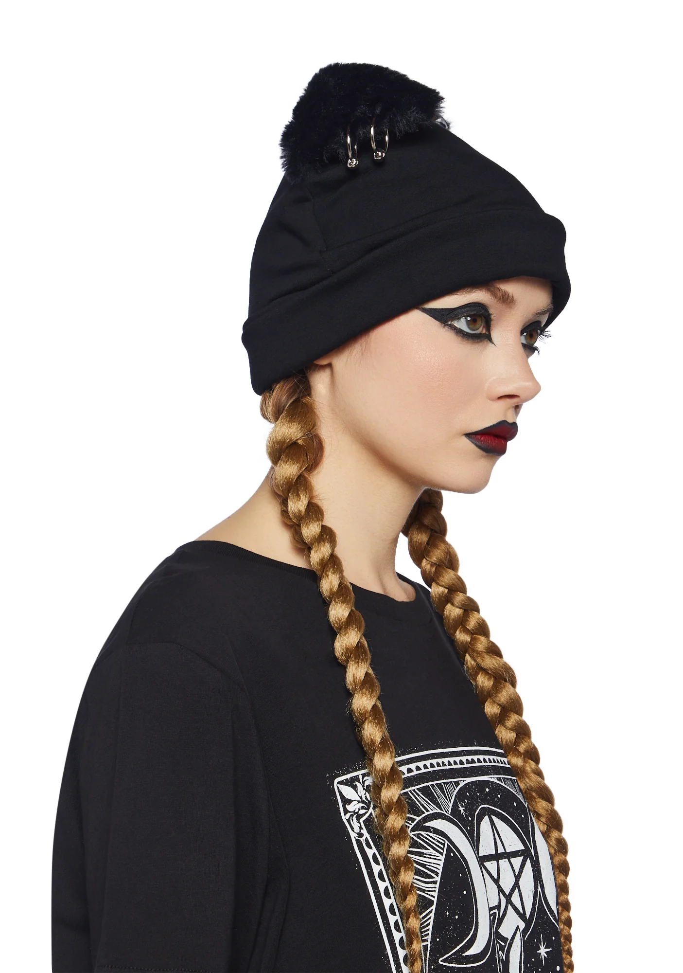 Psycho Kitty Pierced Beanie - Black - Image 2