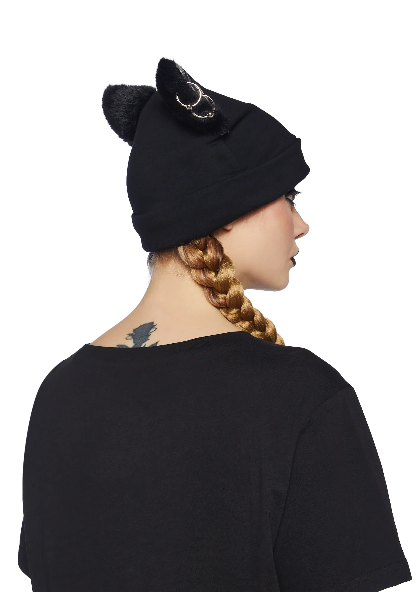 Psycho Kitty Pierced Beanie - Black - Image 3