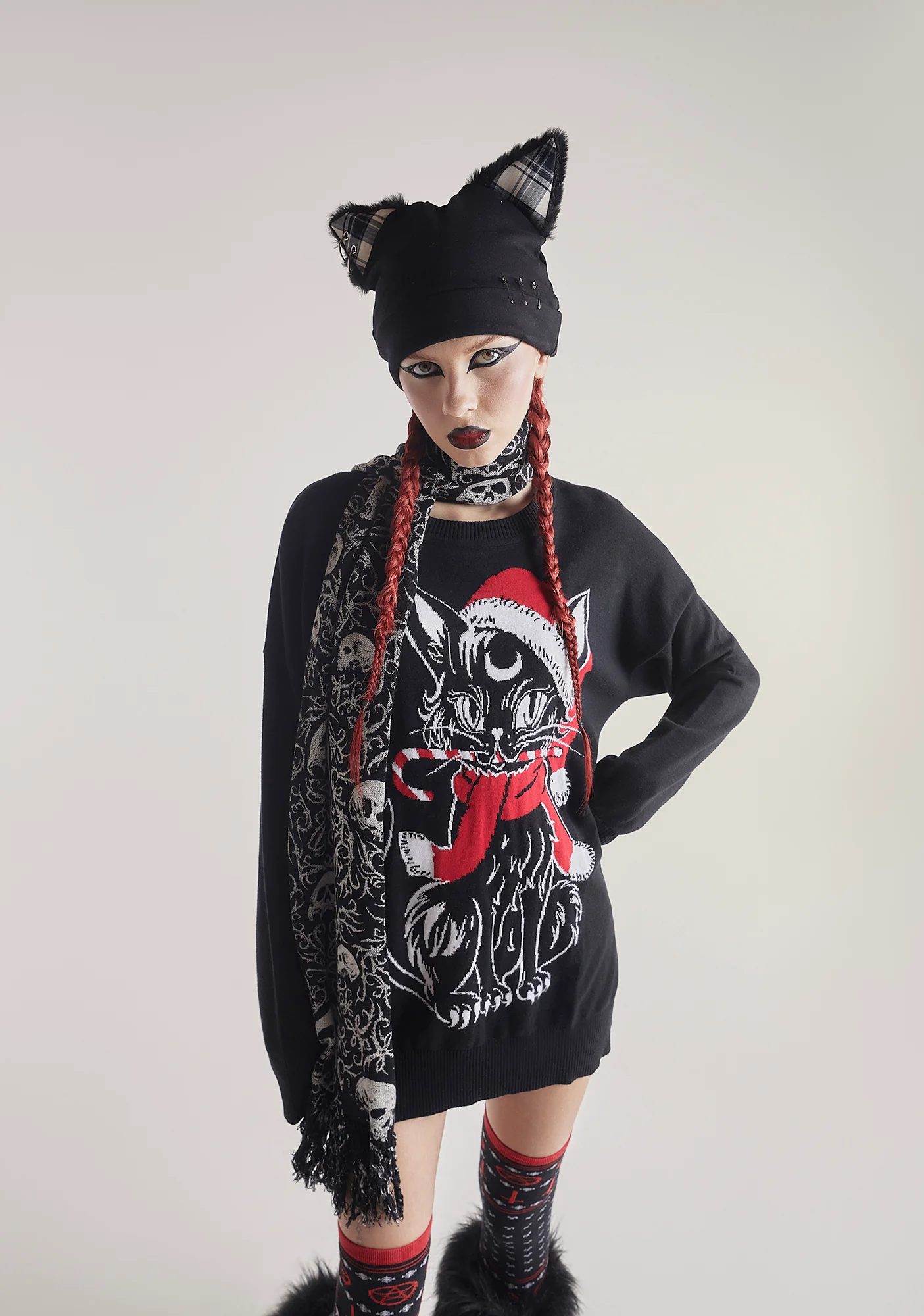 Psycho Kitty Pierced Beanie - Black - Image 4