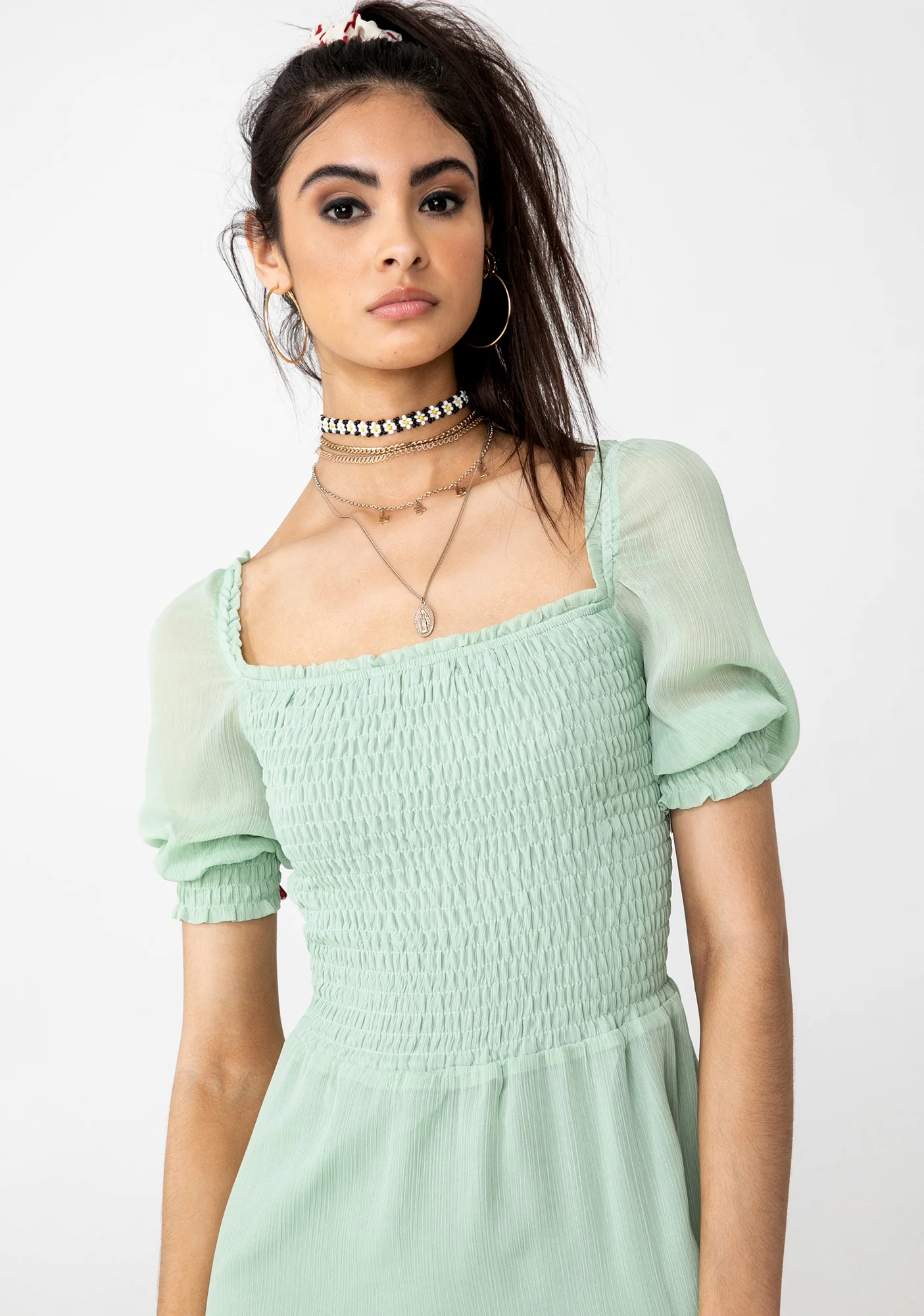 Puff Sleeve Midi Dress - Image 3
