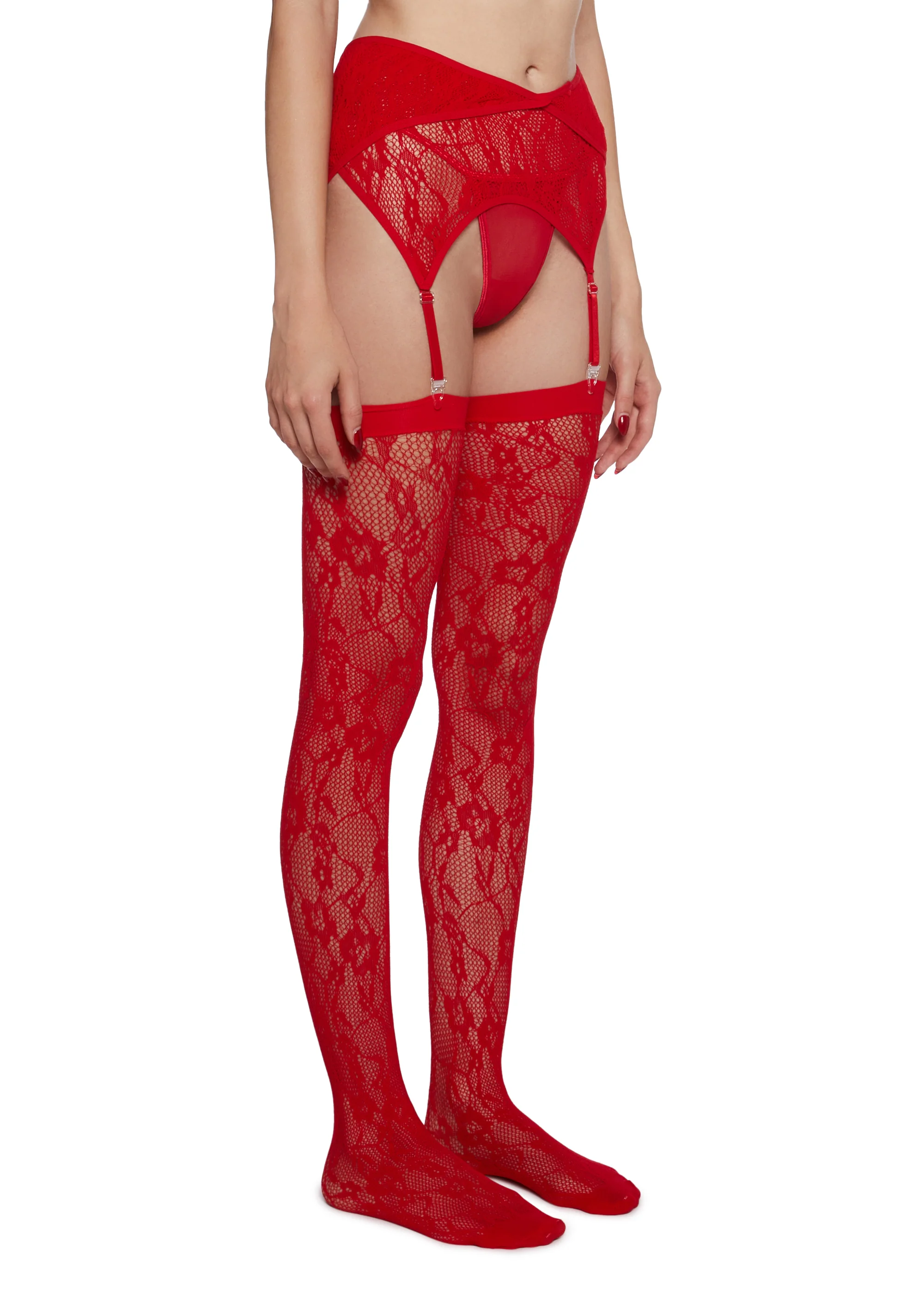 Pull You Close Garter Set - Red - Image 3