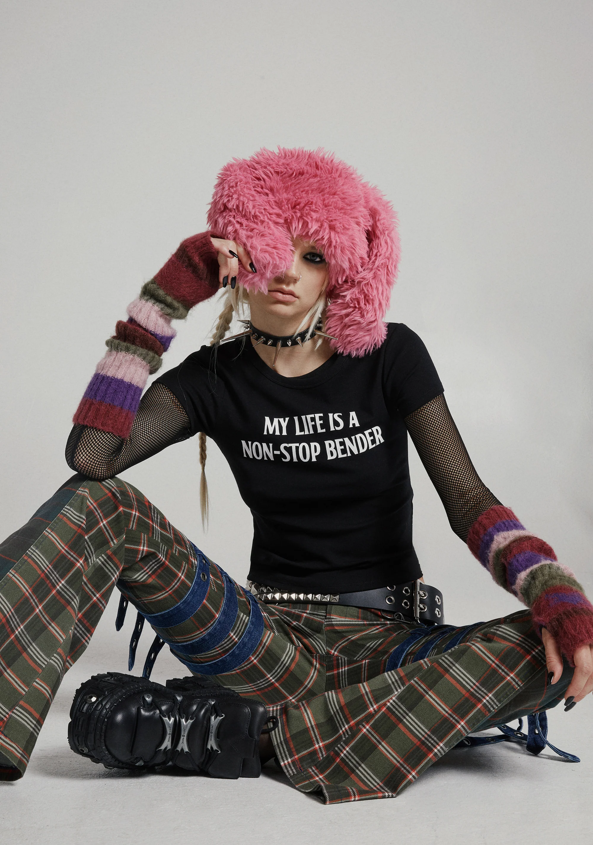 Punk Cutie Rabbit Hat - Pink - Image 4
