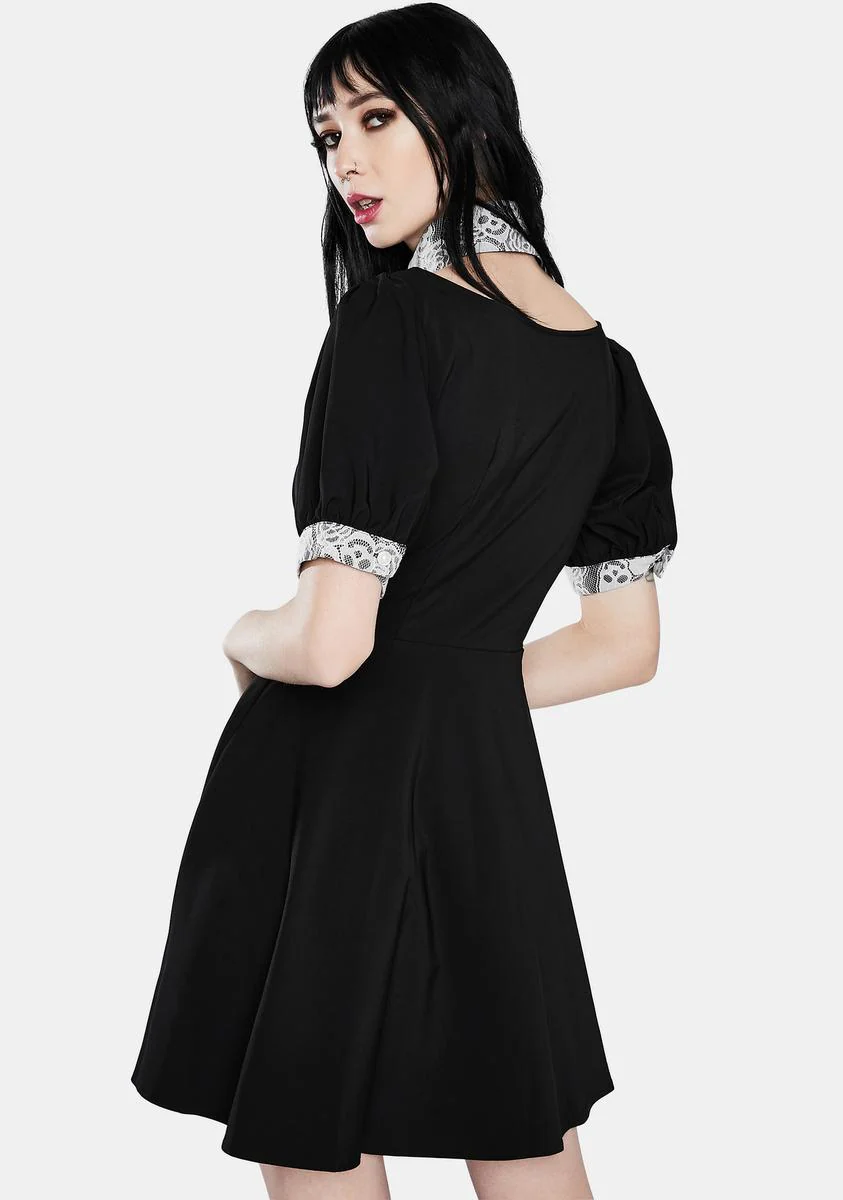 Punk Lapel Collar Short Sleeve Dress - Image 4