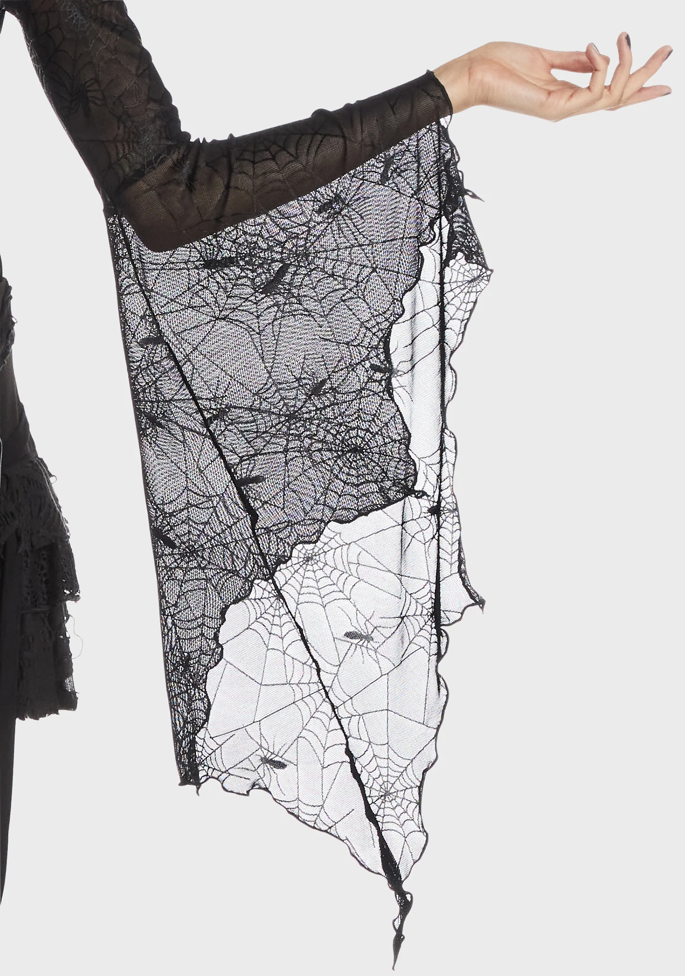 Punk Spider Mesh Exaggerated Sleeves Top - Image 3