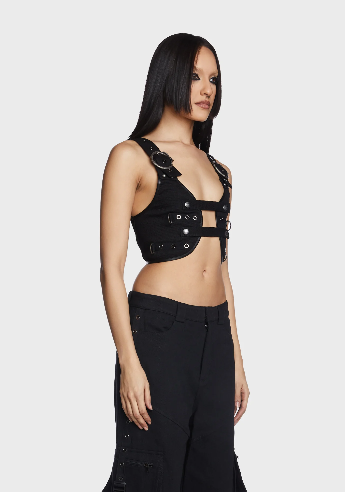 Punk Stretchy Eyelets Mesh Vest - Image 3