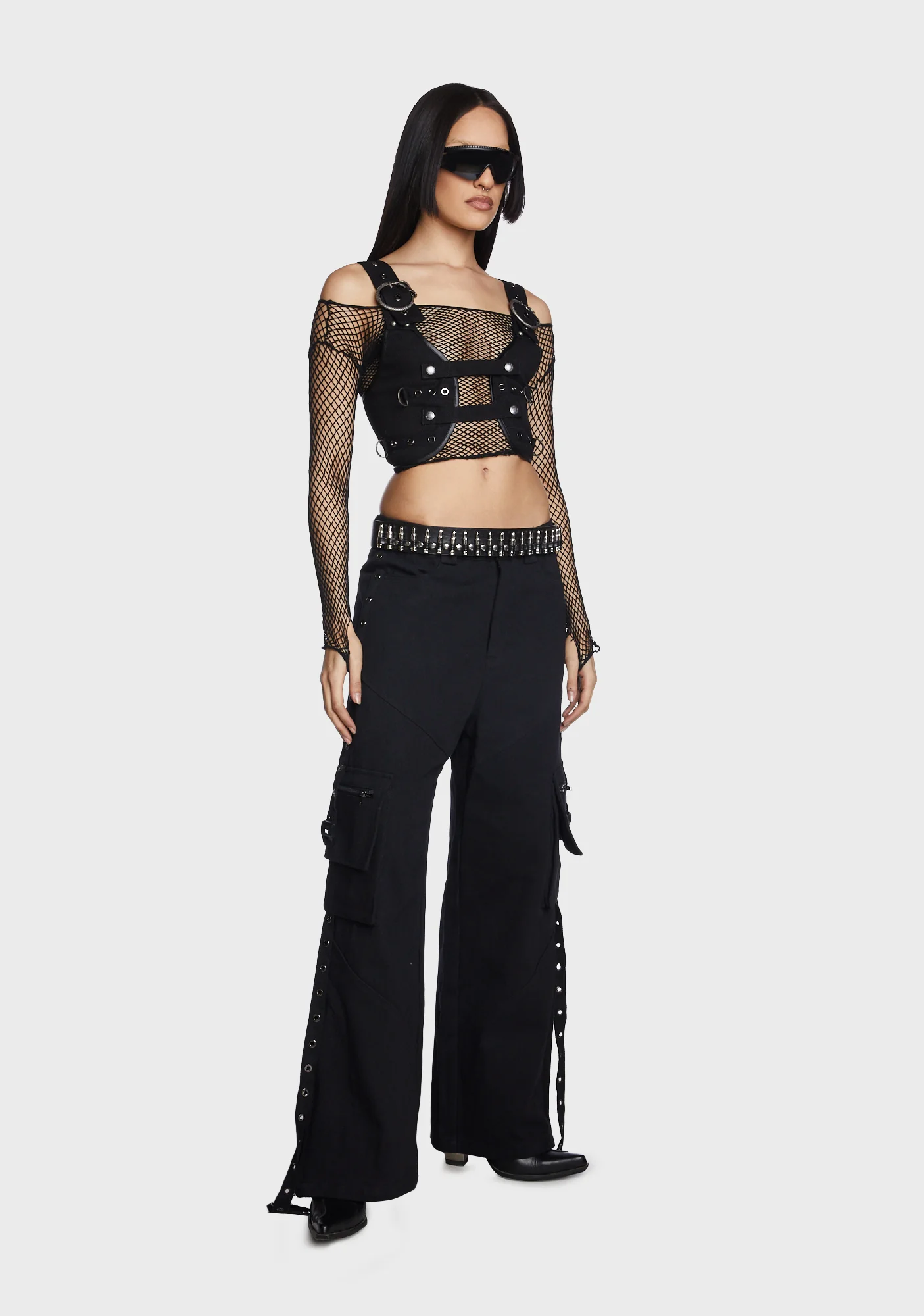 Punk Stretchy Eyelets Mesh Vest - Image 4