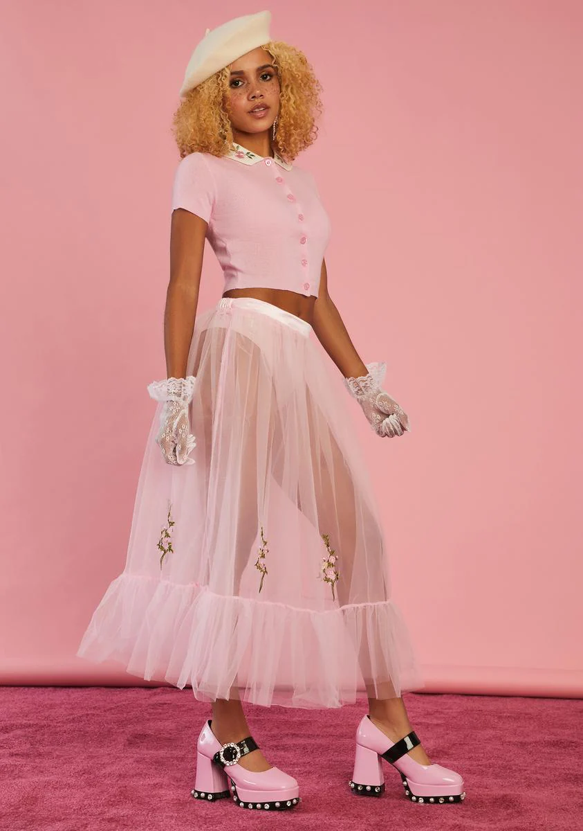 Pure As Sugar Tulle Midi Skirt - Image 2