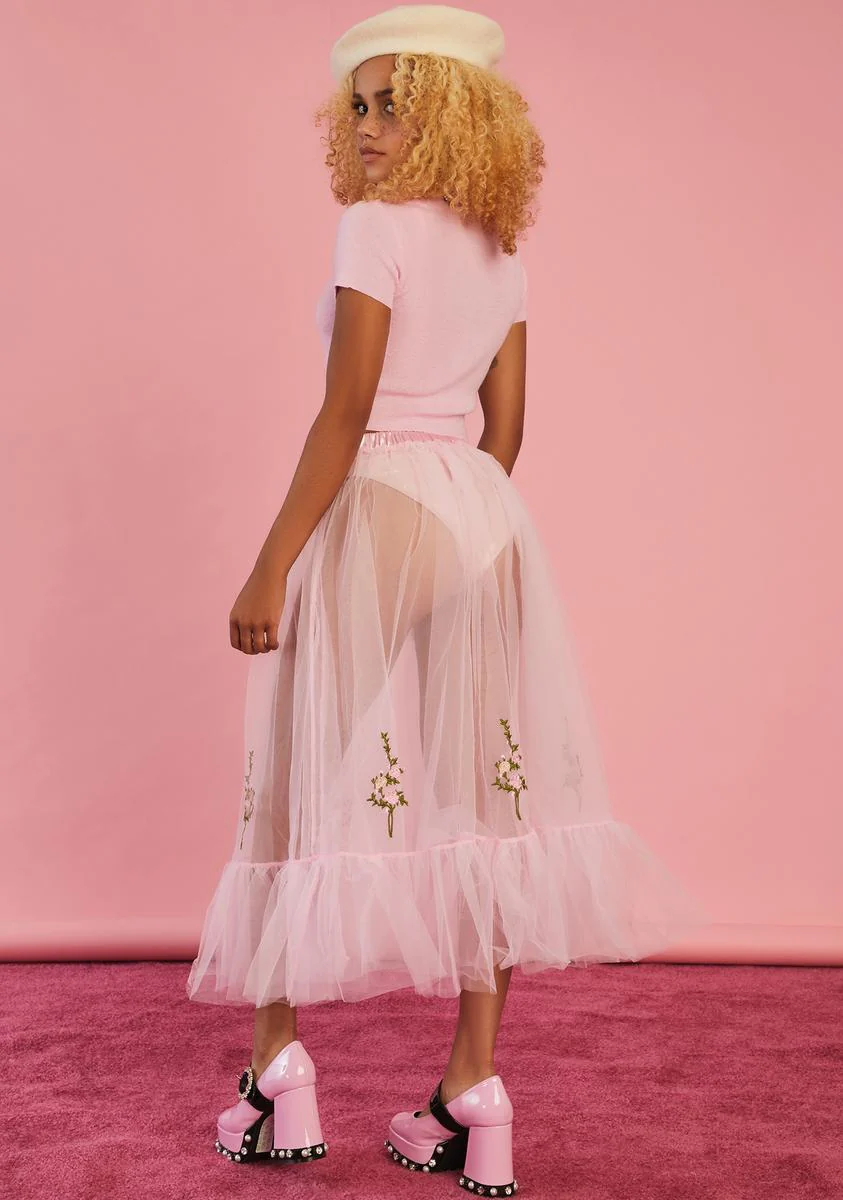 Pure As Sugar Tulle Midi Skirt - Image 4