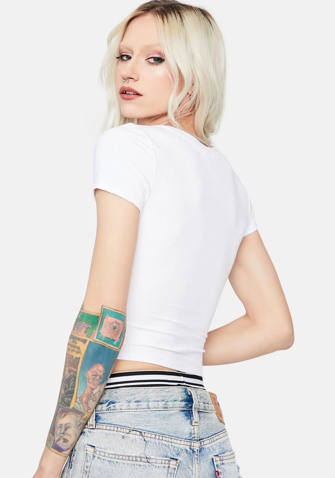 Pure Basic Bliss Ribbed Crop Tee - Image 4