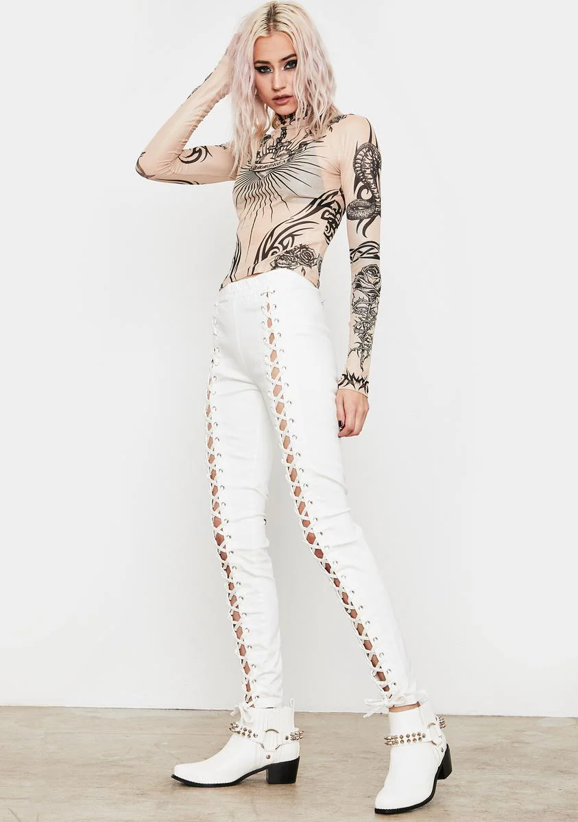 Pure Damned Darling Lace-Up Jeggings - Image 3