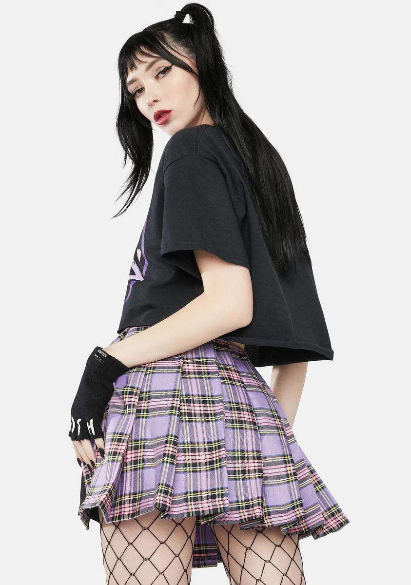 Purple Checkered Splice Pleated Skirt - Image 4