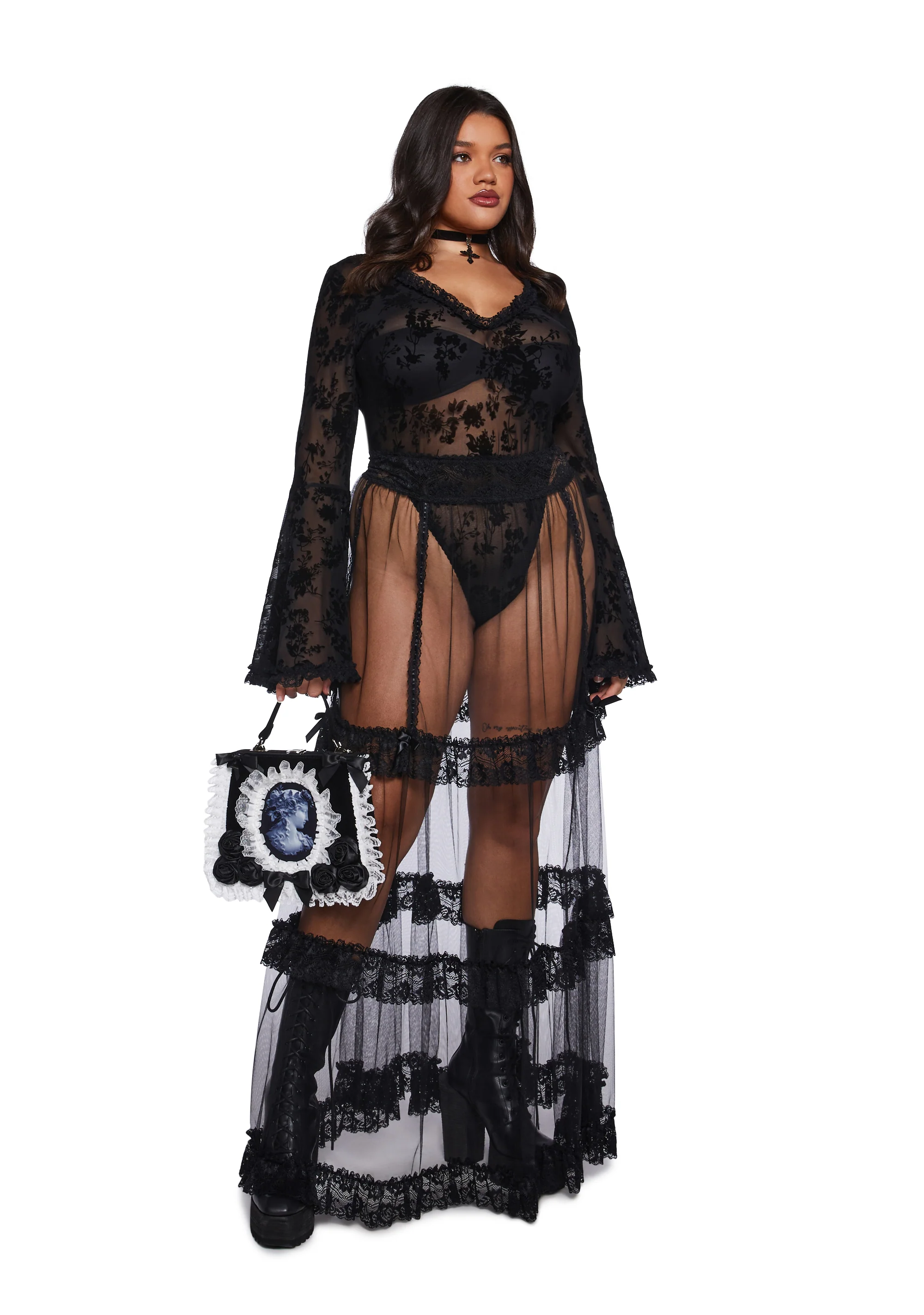 Pursuit Of Blood Mesh Bodysuit - Black - Image 7