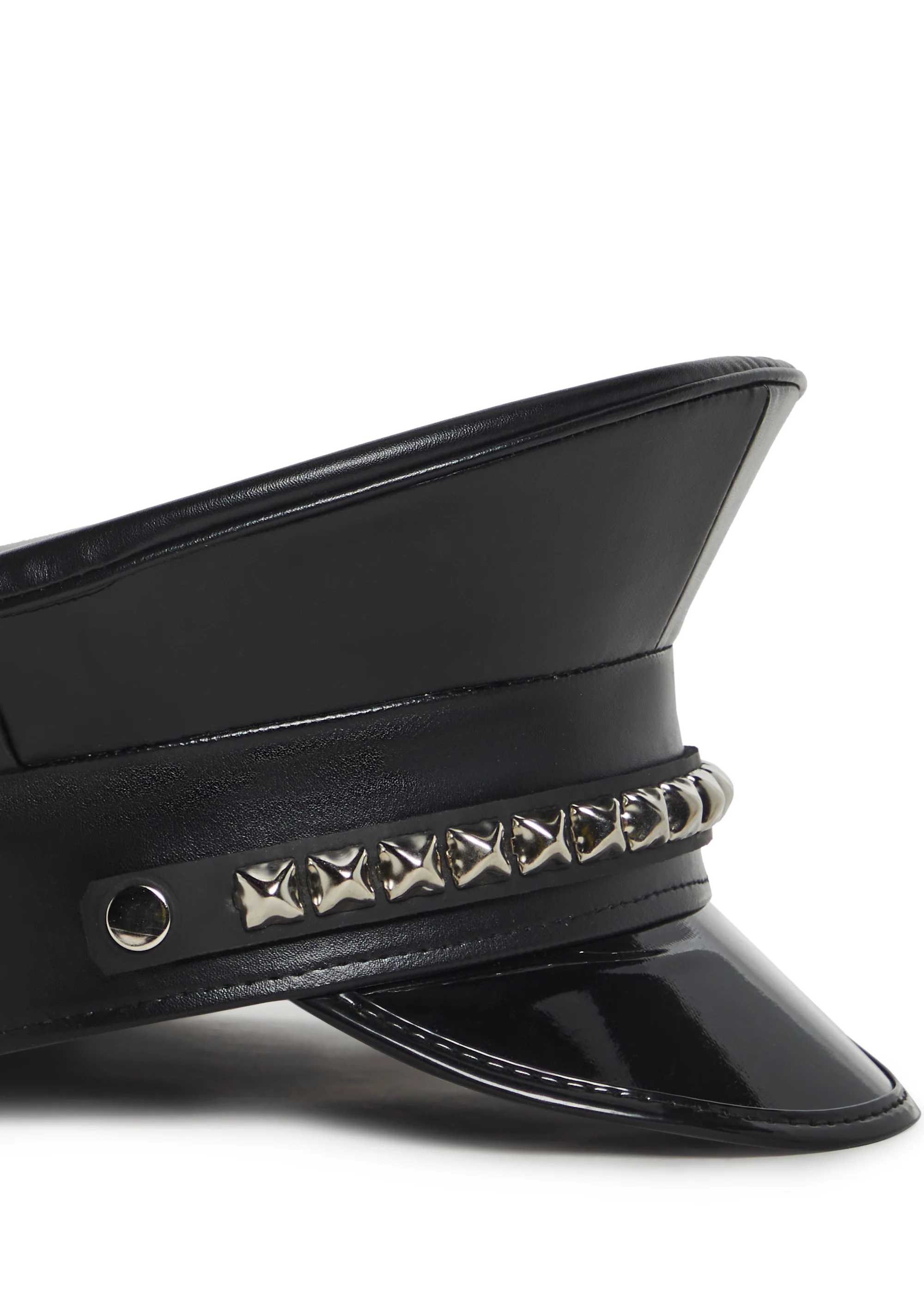 Pyramid Studded Captain Hat - Black - Image 5