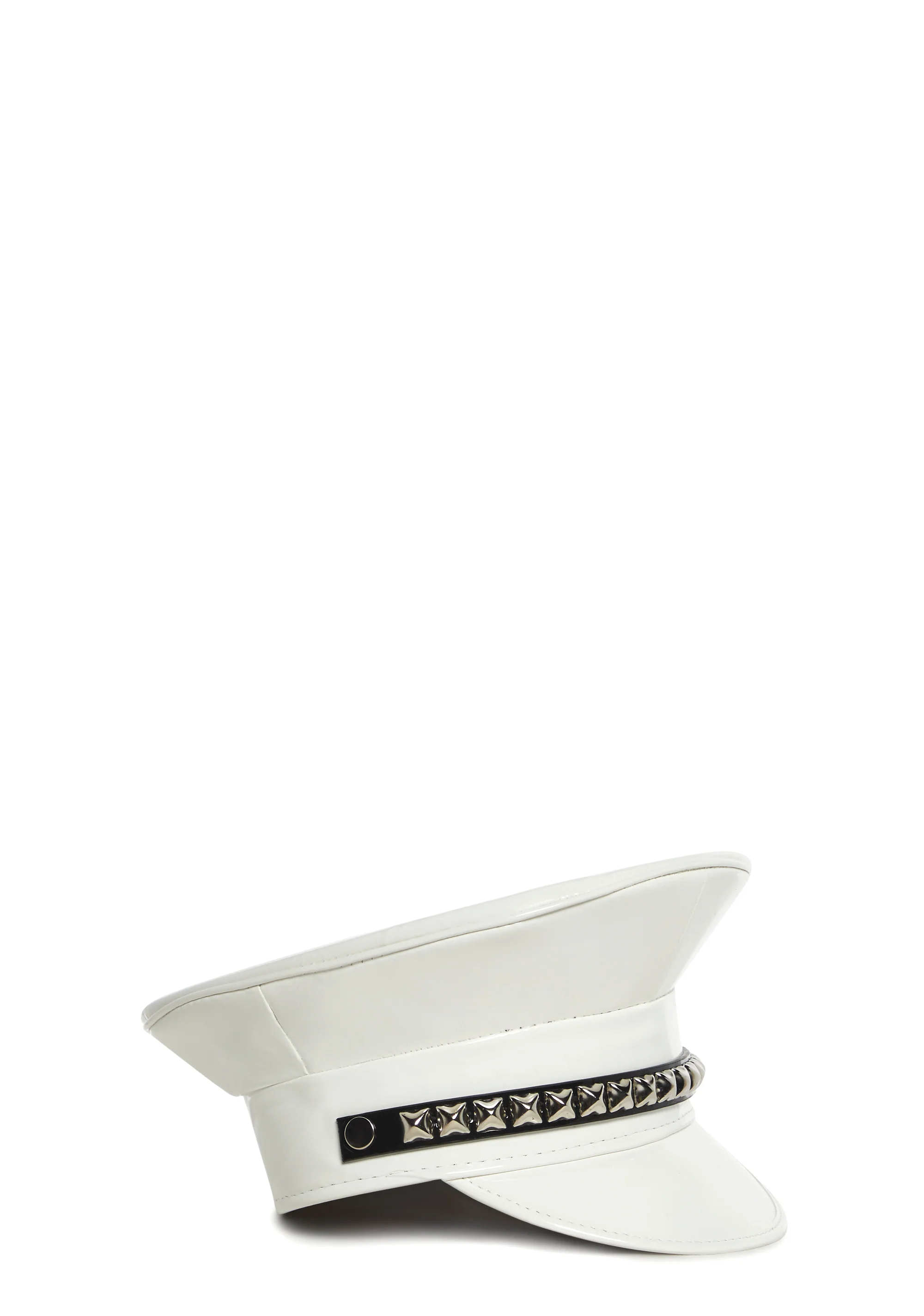 Pyramid Studded Captain Hat - White - Image 5