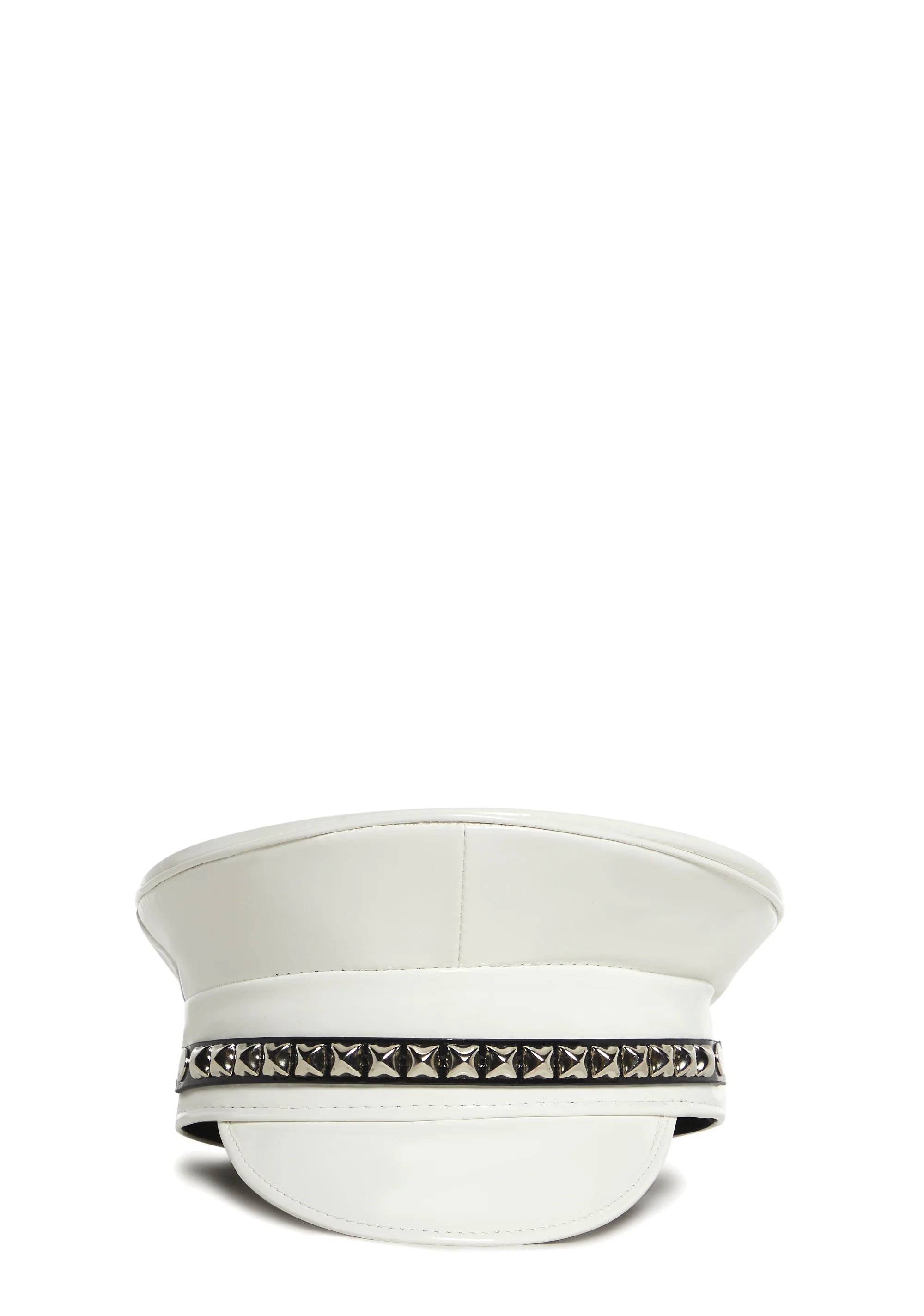 Pyramid Studded Captain Hat - White - Image 7