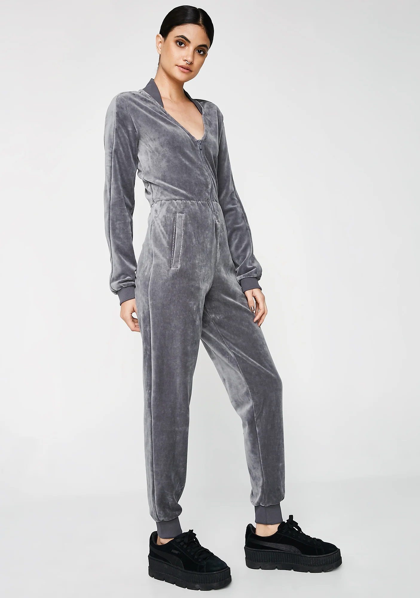 Quiet Shade Velour Jumpsuit - Image 5