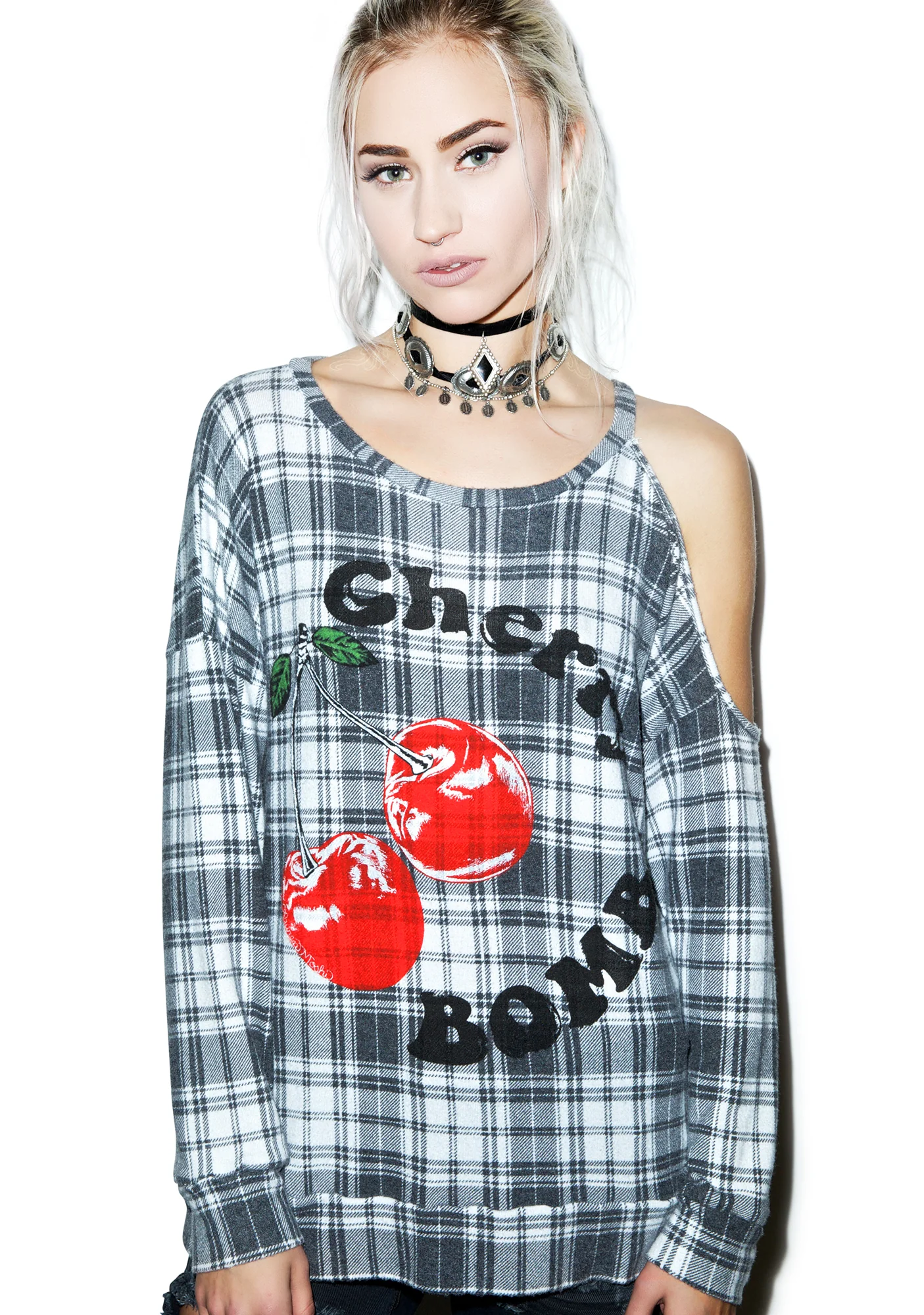 Quinn Cherry Bomb One Open Shoulder Pullover - Image 4