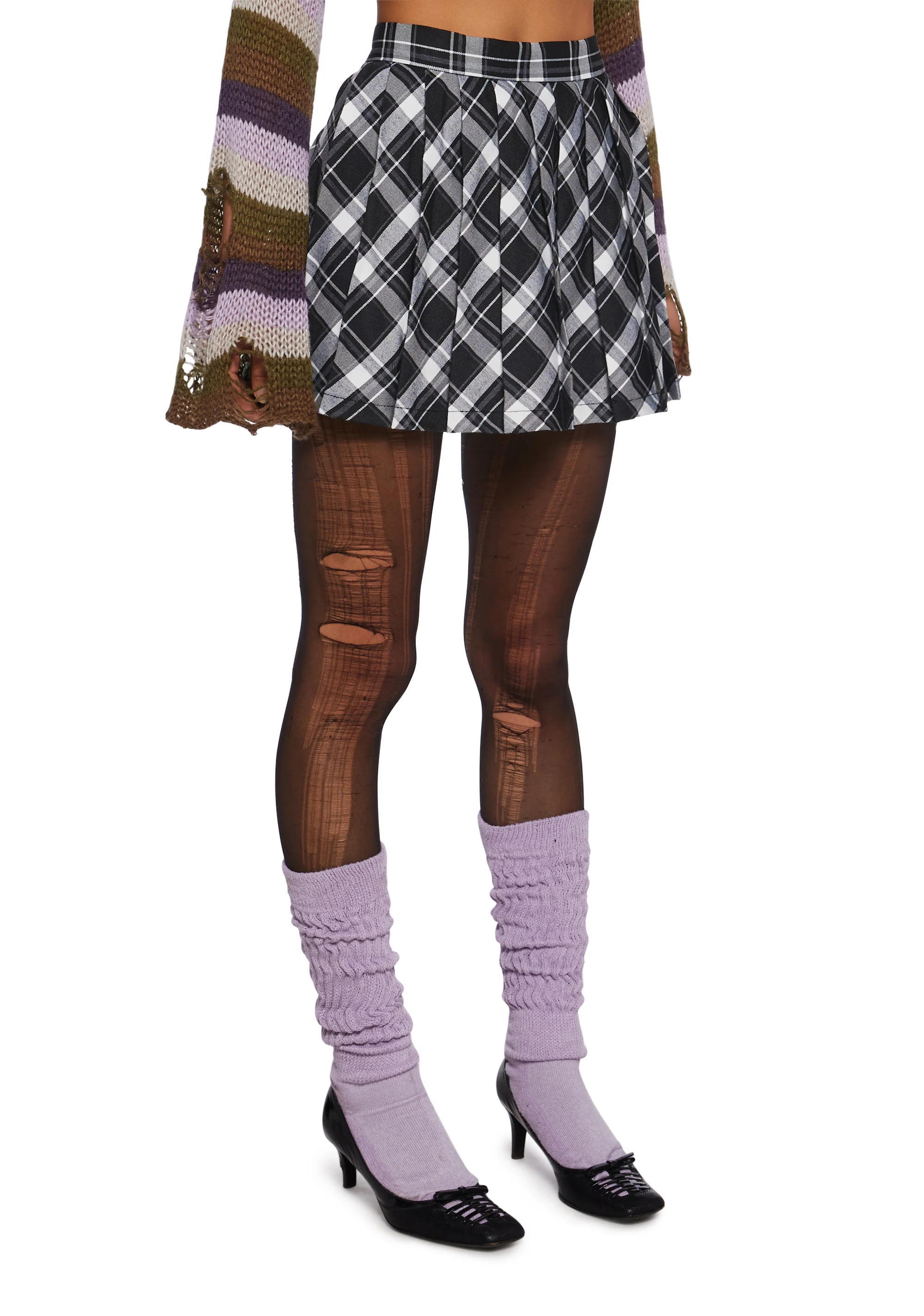 Rad Omens Pleated Mini Skirt - Plaid - Image 3