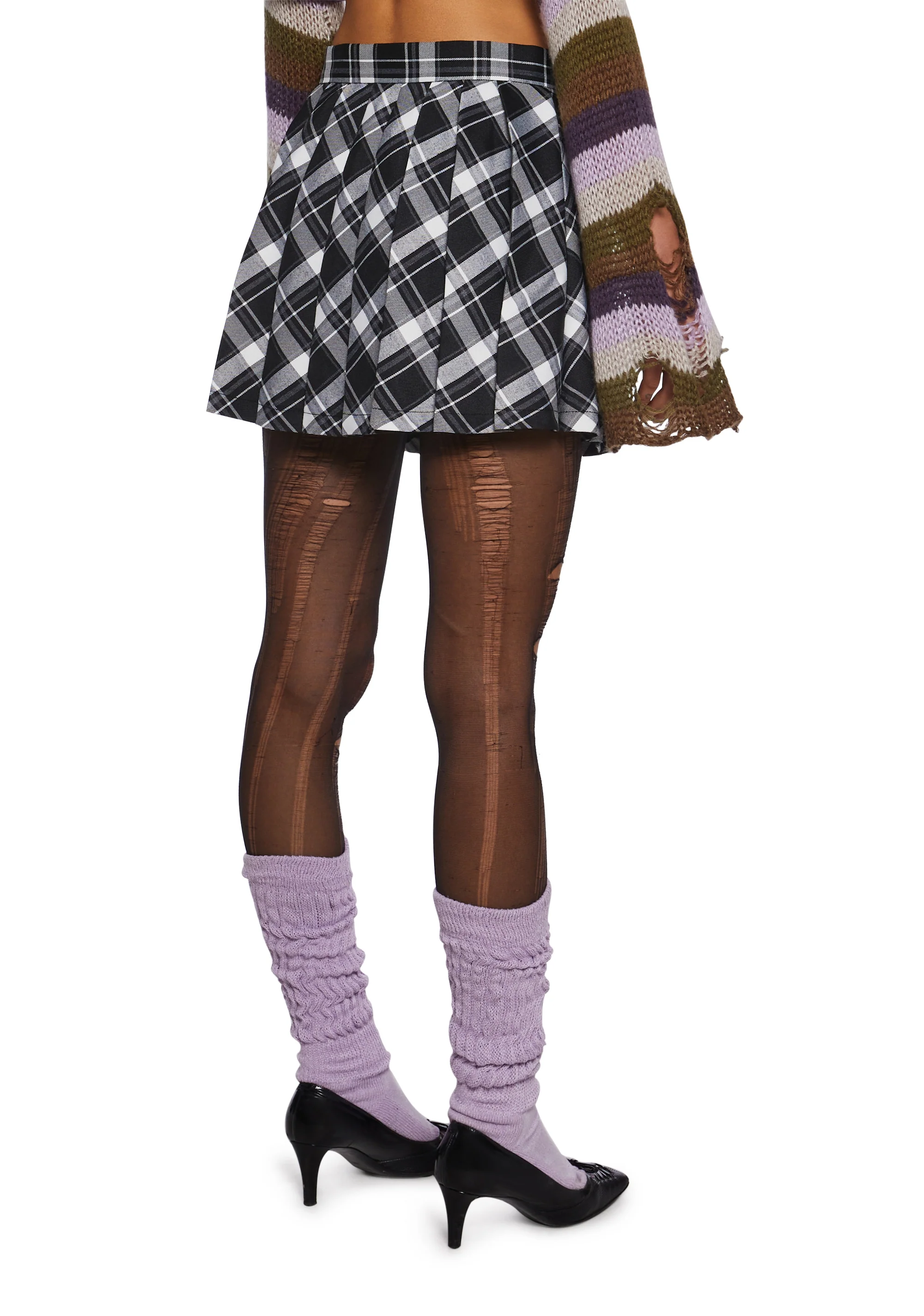 Rad Omens Pleated Mini Skirt - Plaid - Image 4