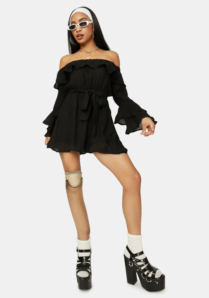 Rags To Riches Off The Shoulder Romper - Image 3