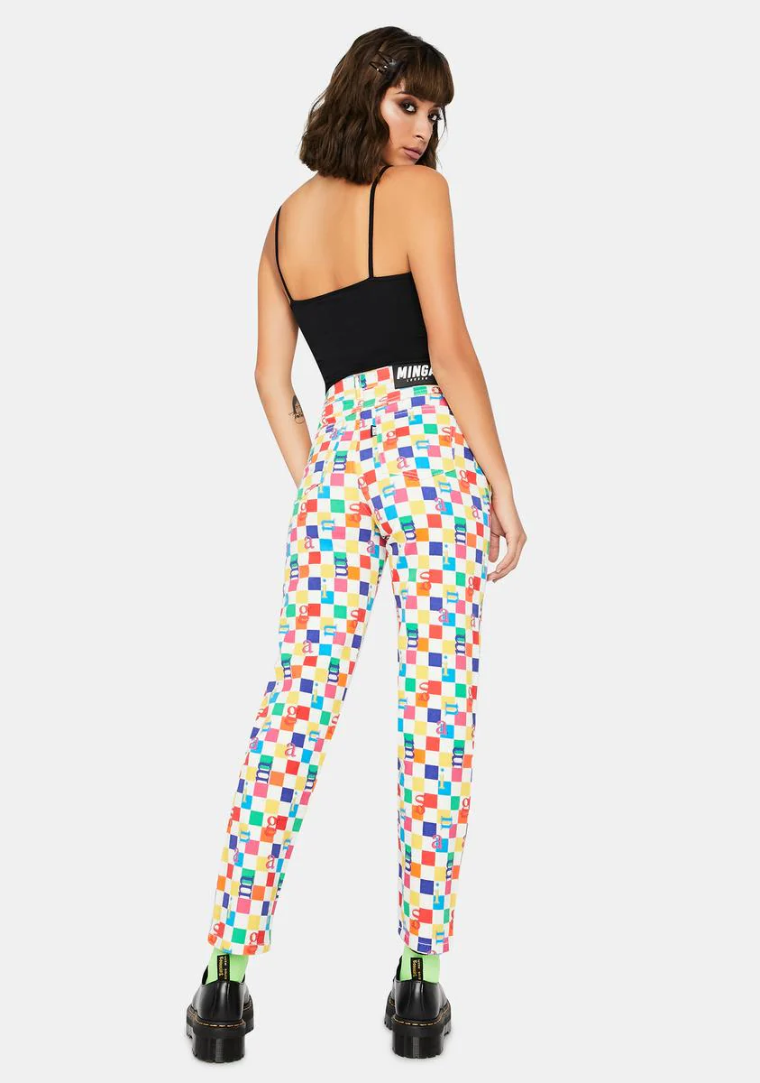 Rainbow Check Denim Jeans - Image 4