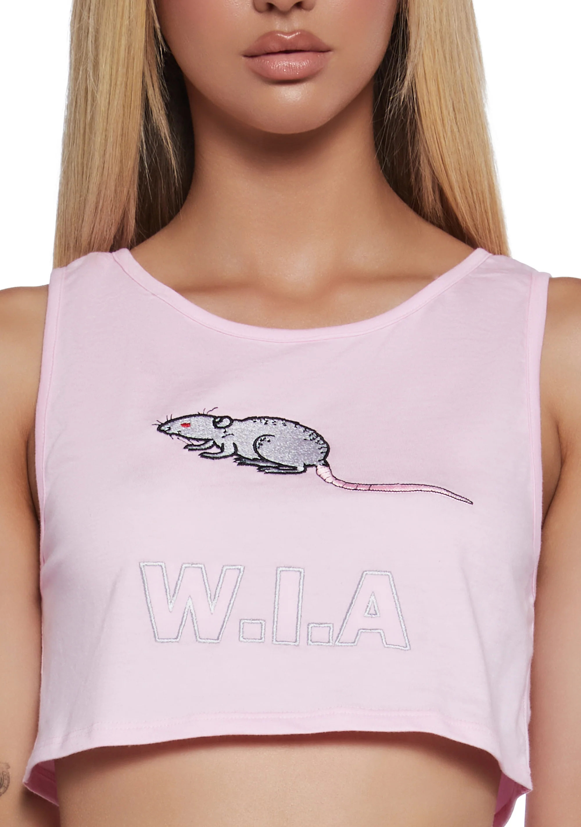 Rat Embroidery Crop Tank - Image 2