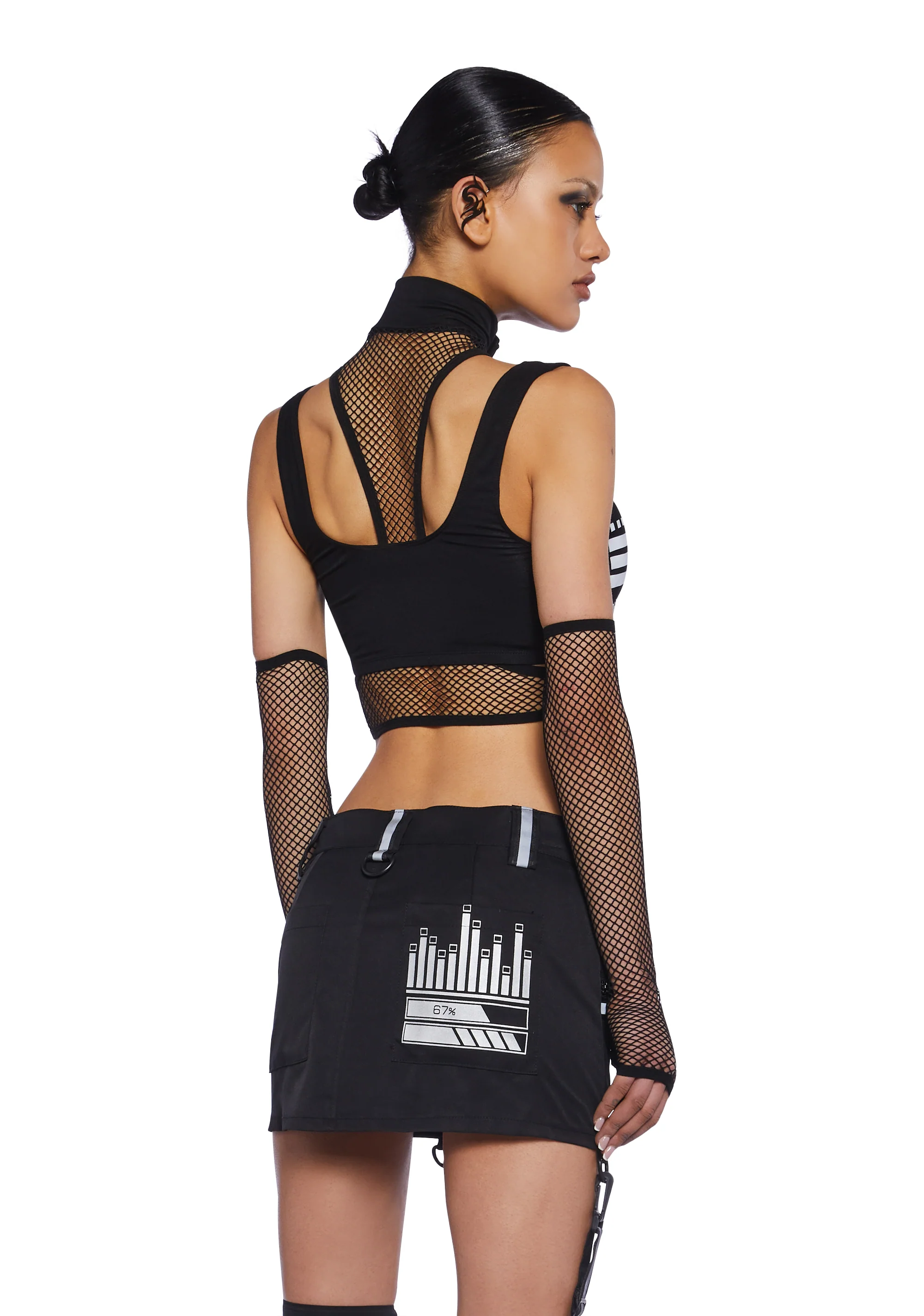 Rave Visions Fishnet Top And Gloves Set - Image 4