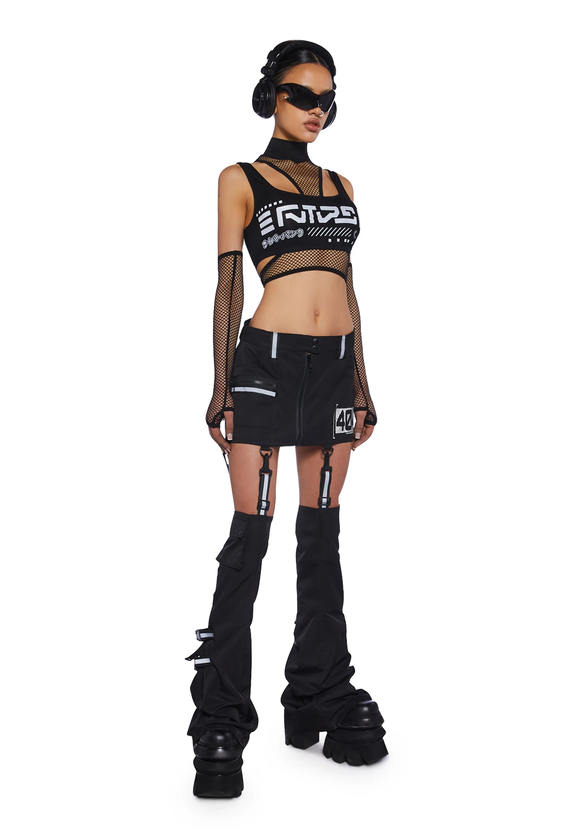 Rave Visions Fishnet Top And Gloves Set - Image 7
