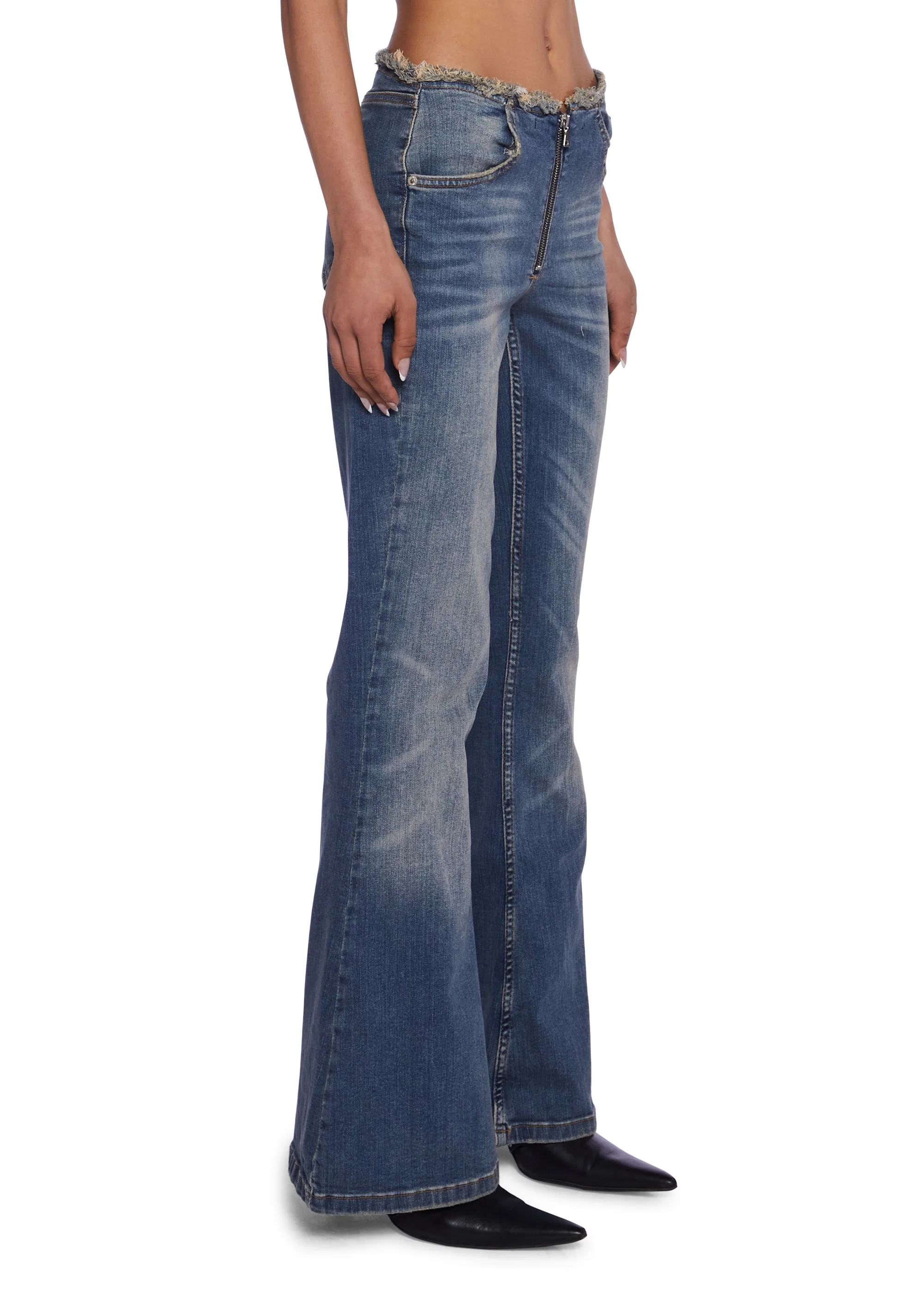 Raw Waist Wide Leg Jeans - Image 3