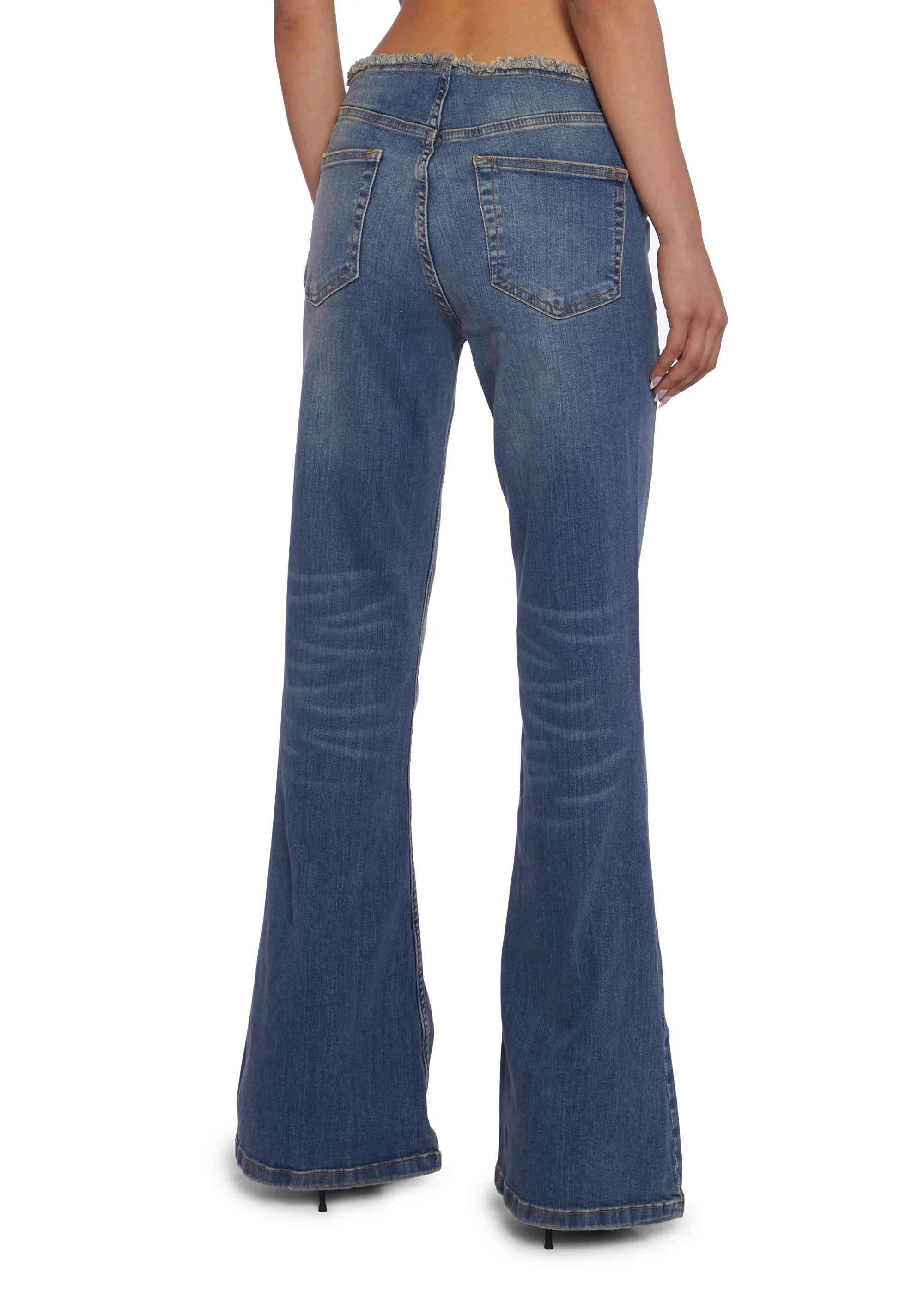 Raw Waist Wide Leg Jeans - Image 4