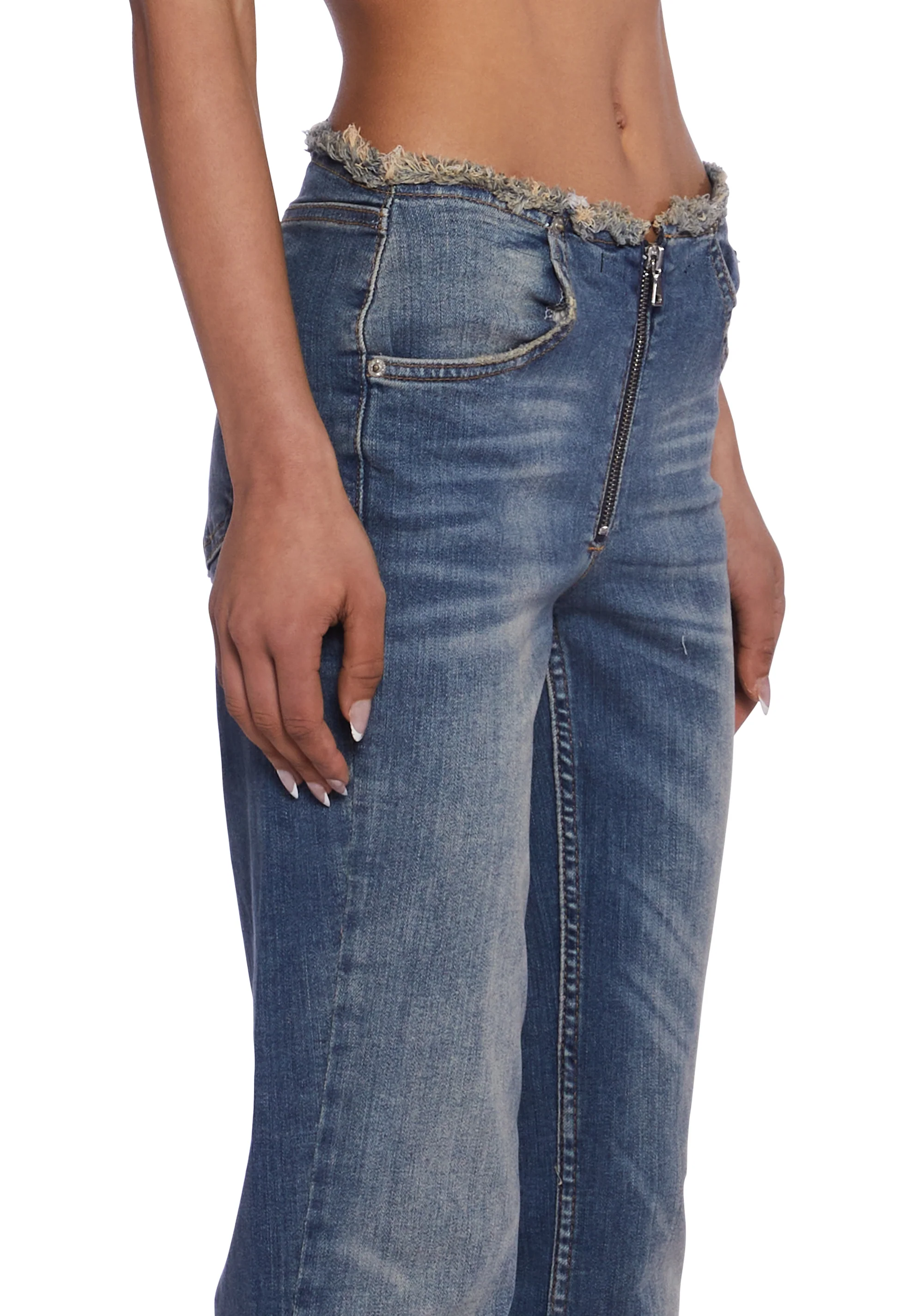 Raw Waist Wide Leg Jeans - Image 5