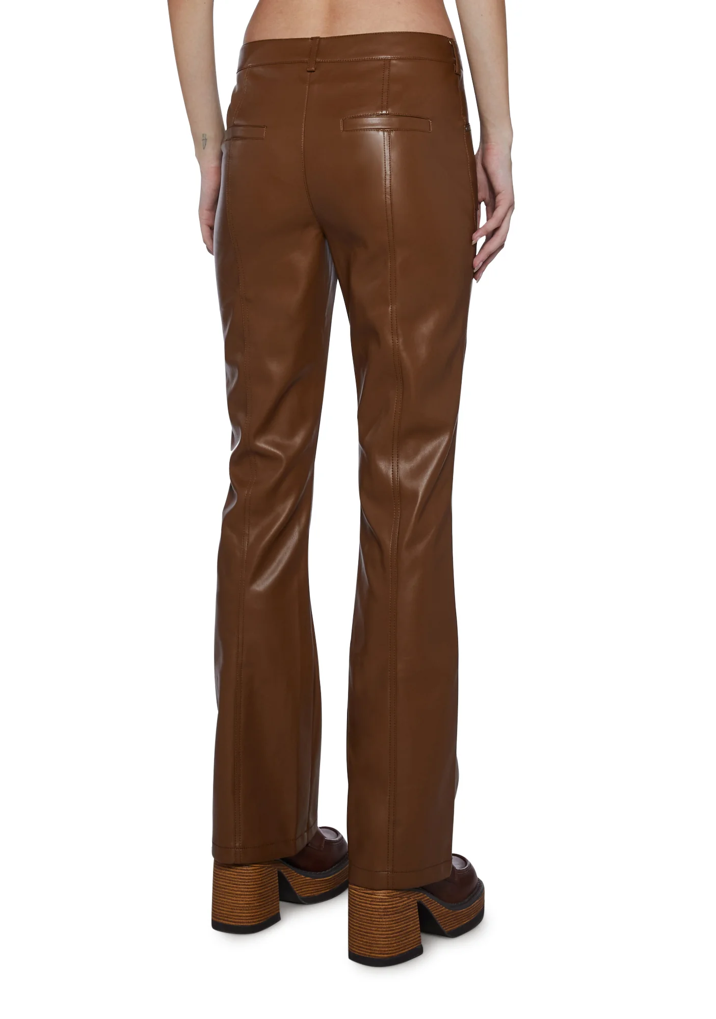 Ready For Fun Vegan Leather Pants - Brown - Image 4