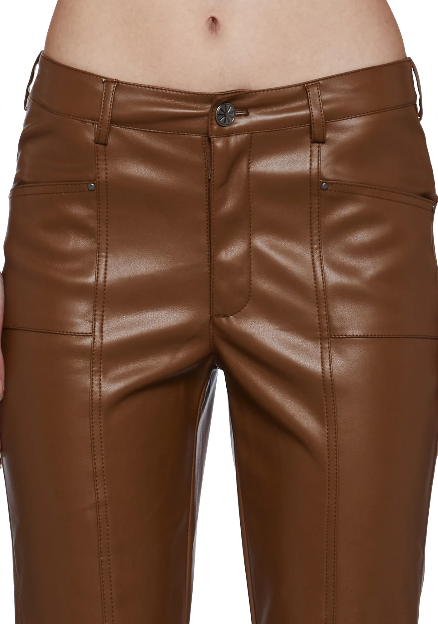 Ready For Fun Vegan Leather Pants - Brown - Image 5