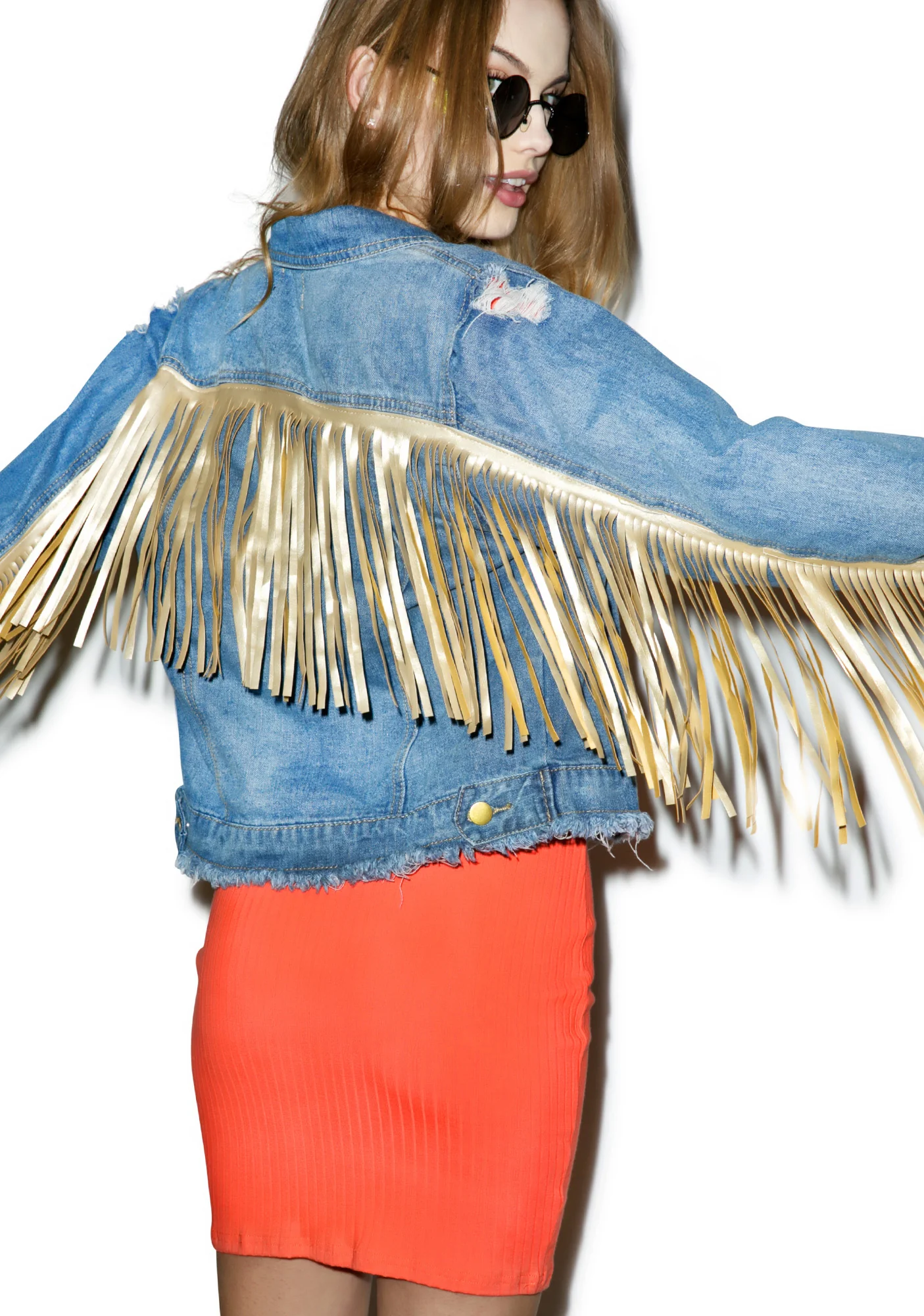 Real Americana Fringed Denim Jacket - Image 5