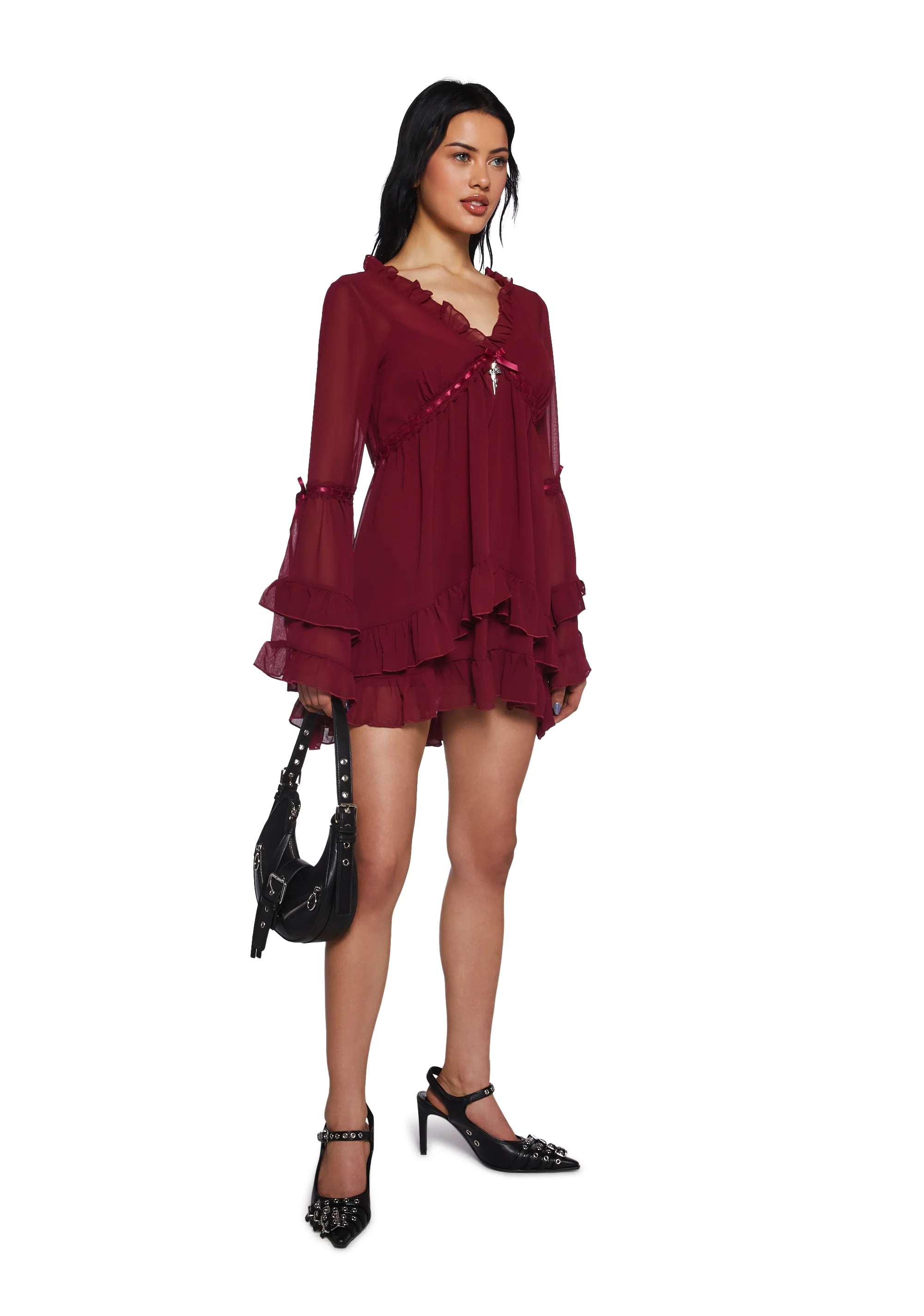 Real Divinity Mini Dress - Burgundy - Image 2