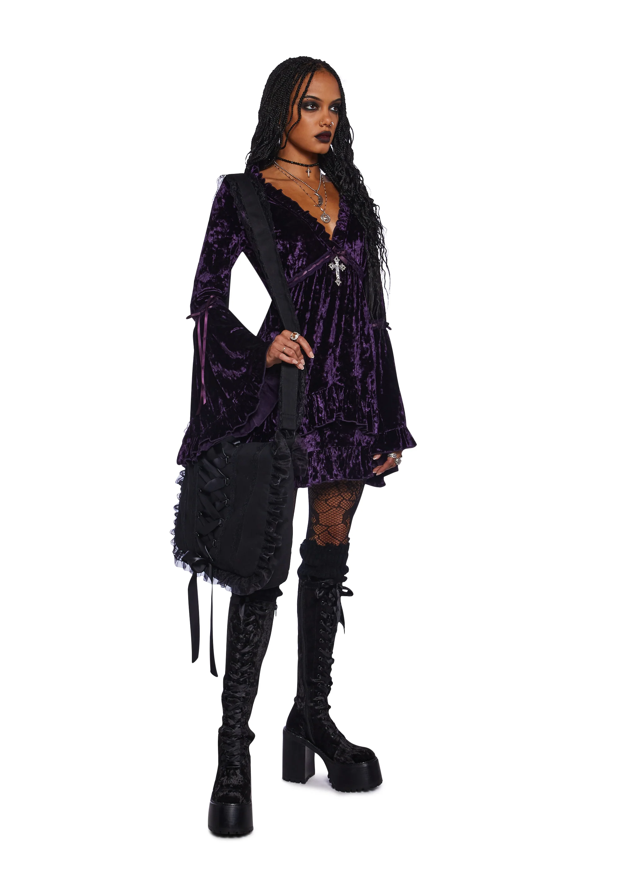 Real Divinity Mini Dress - Purple Velvet - Image 2